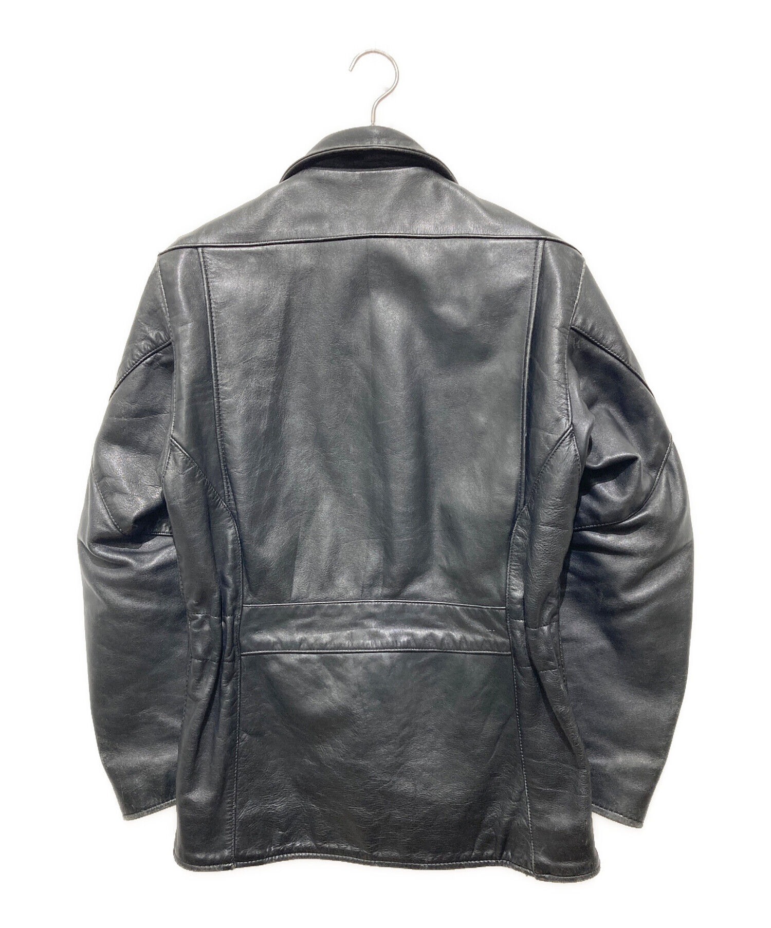 VANSON モデルJ カーコート ベルト レザージャケット グレー 38 中古・古着通販】VANSON (バンソン) レザーカーコート ブラック サイズ