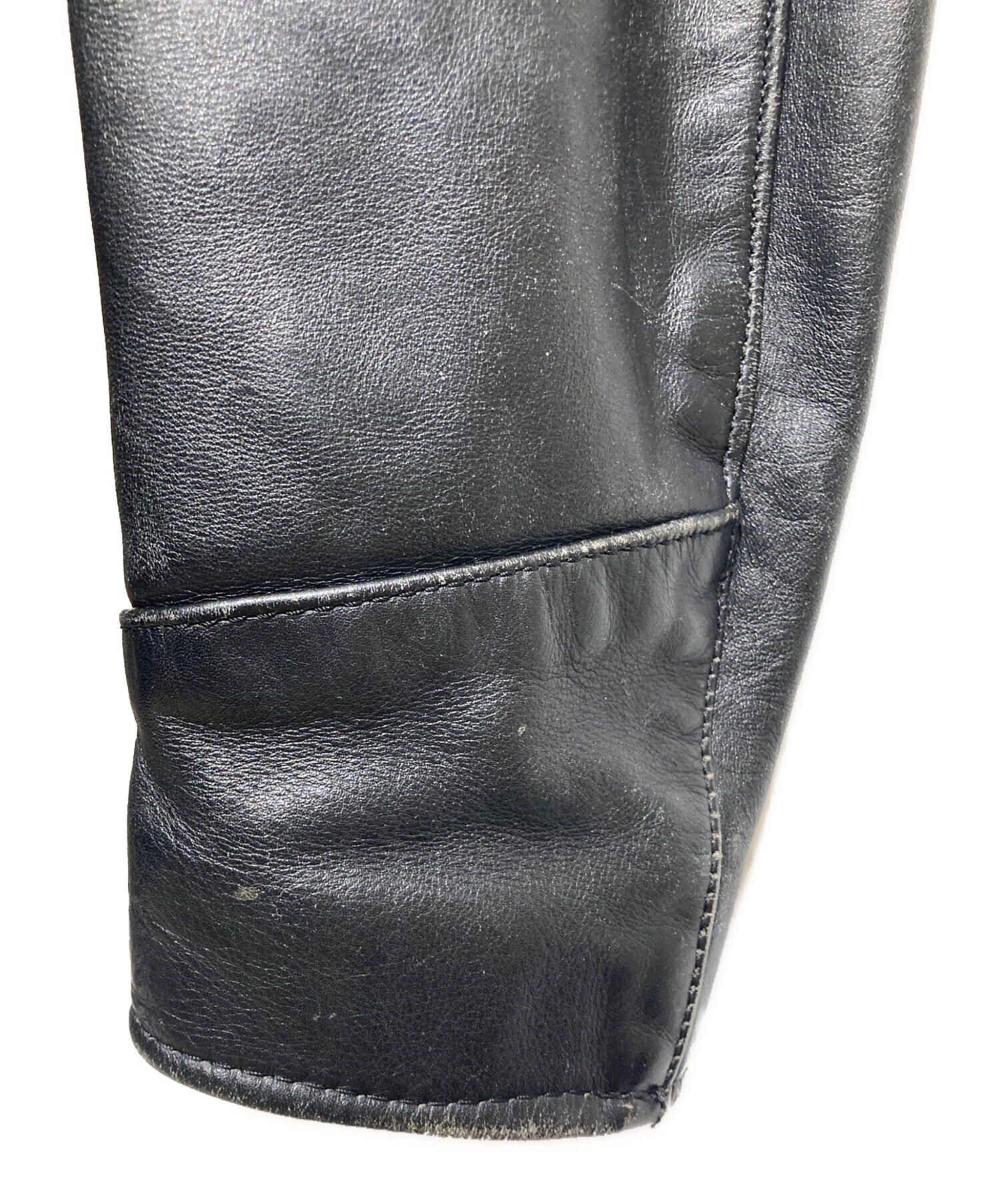 中古・古着通販】VANSON (バンソン) レザーカーコート ブラック サイズ