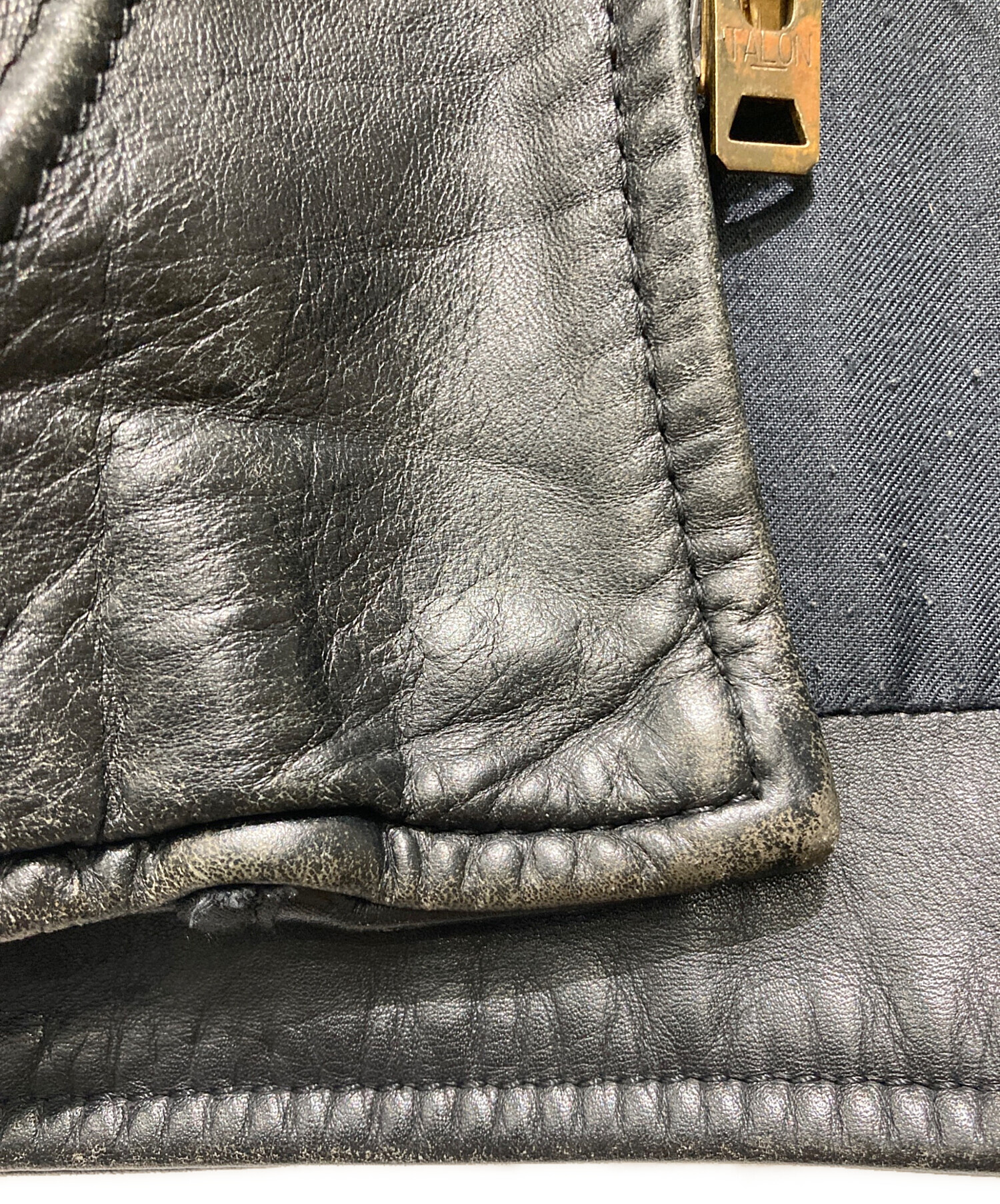 中古・古着通販】VANSON (バンソン) レザーカーコート ブラック サイズ