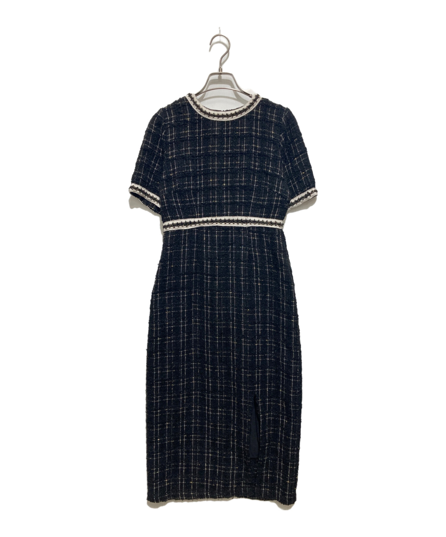 中古・古着通販】leja (レジャ) ツイードワンピース ブラック サイズ:S