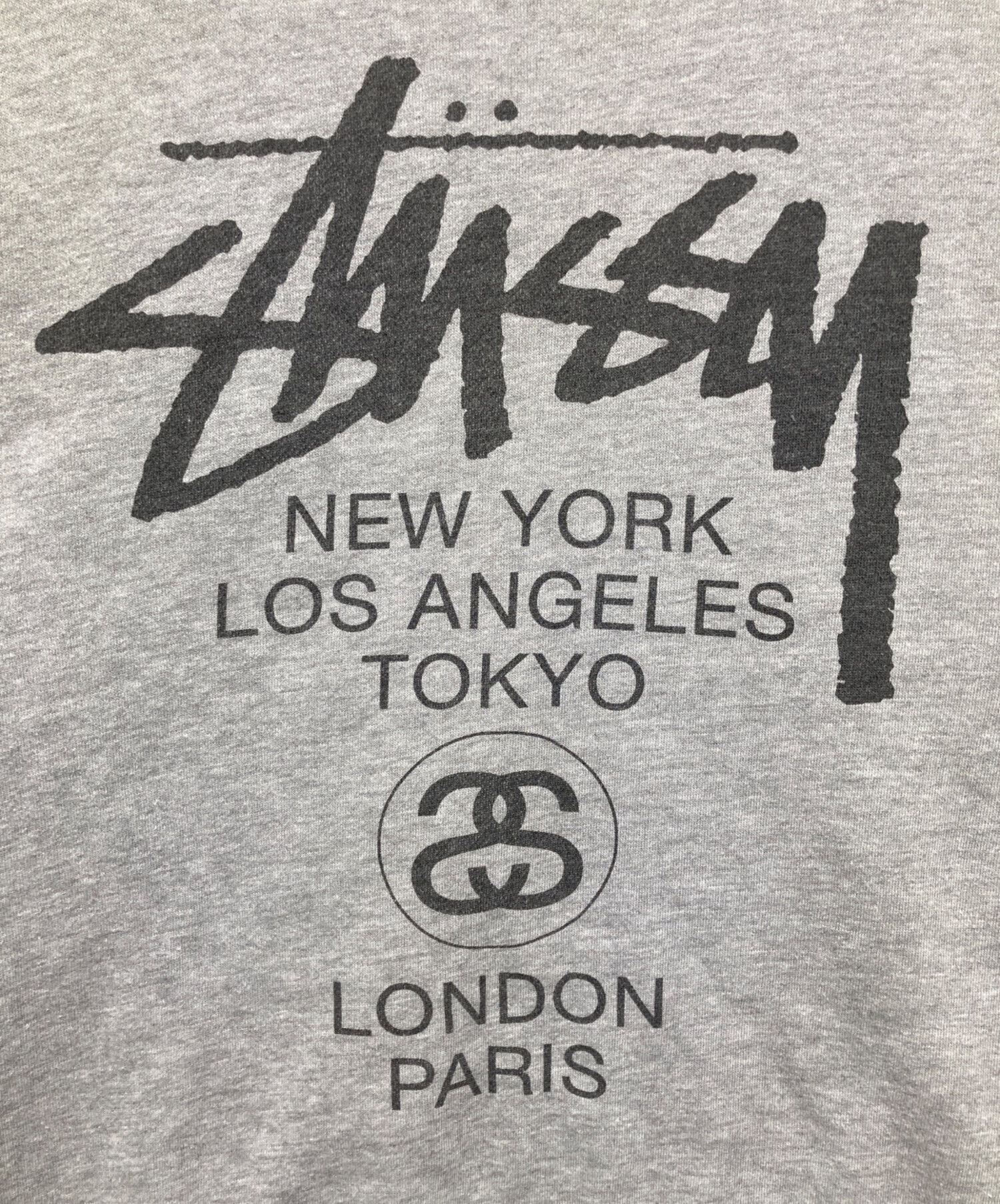 ステューシー STUSSY WORLD TOURスウェットグレーLサイズパーカー