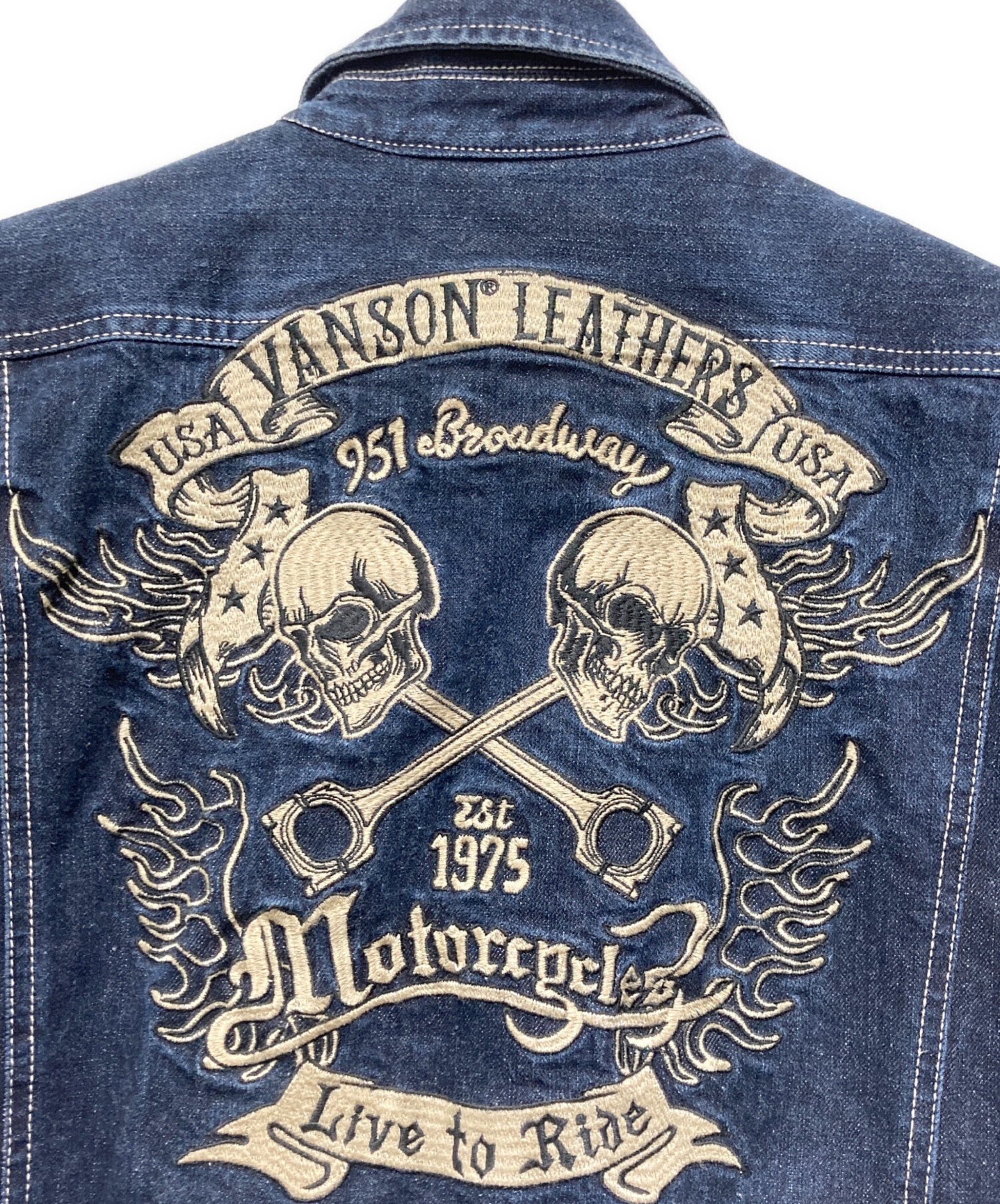 中古・古着通販】VANSON (バンソン) デニムオールインワン ネイビー