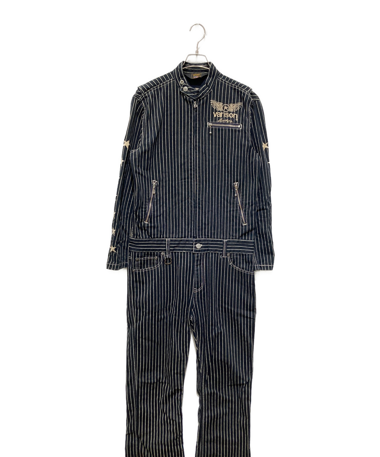 未使用　Vanson ストライプ　つなぎ　 M 中古・古着通販】VANSON (バンソン) デニムストライプオールインワン