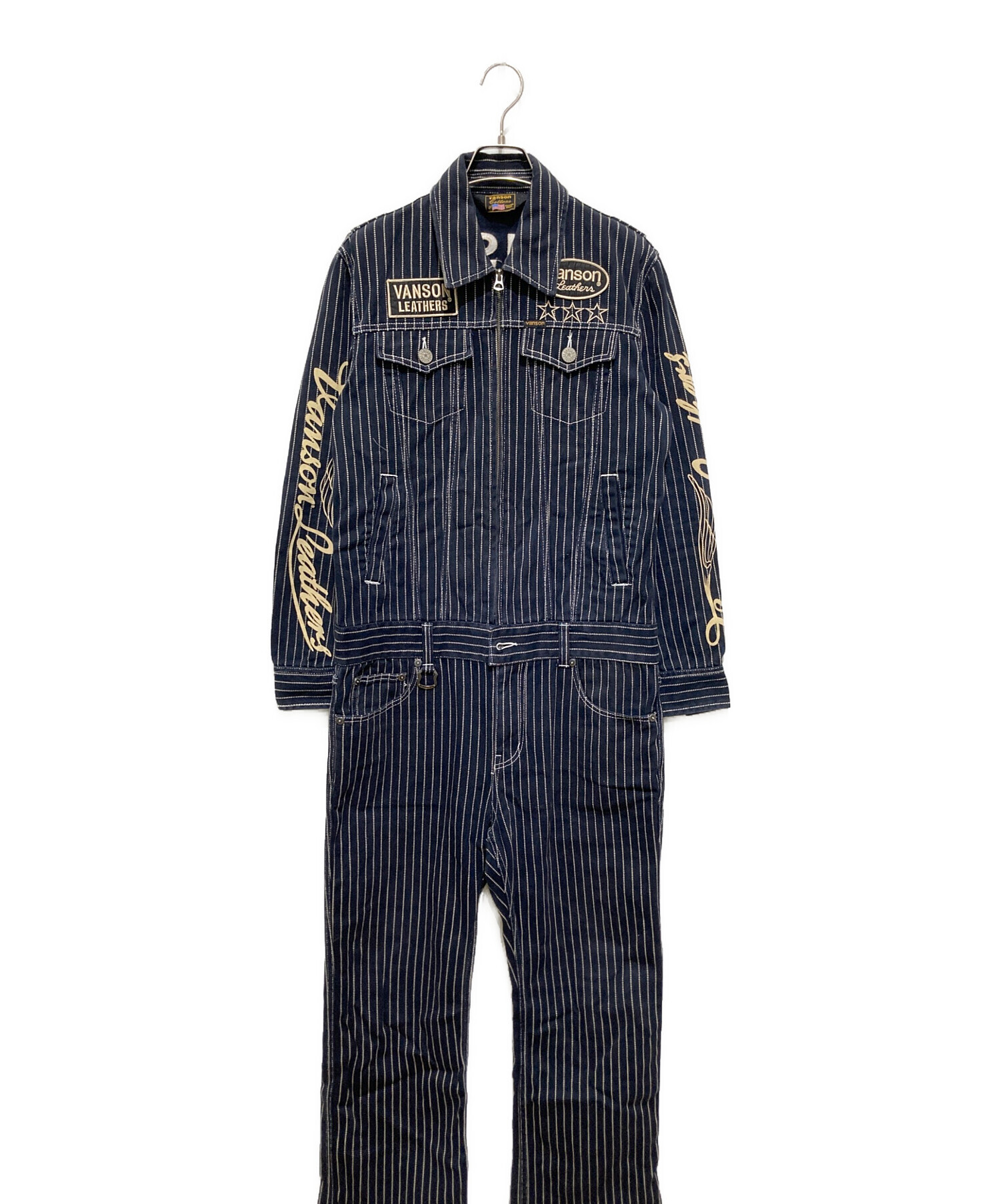 中古・古着通販】VANSON (バンソン) デニムストライプオールインワン 