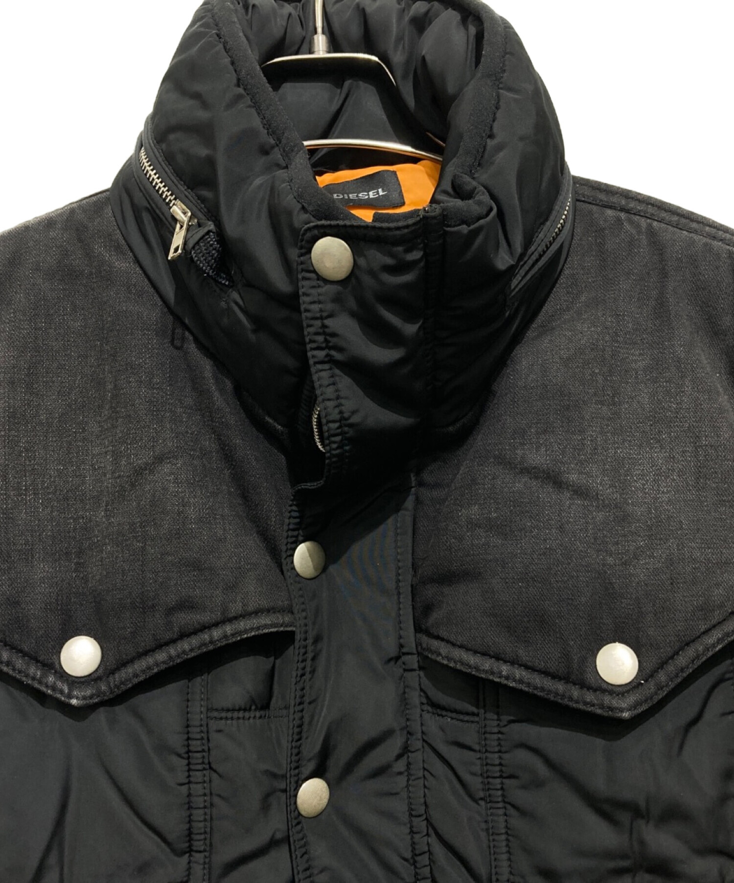 DIESEL 黒デニムジャケット　L 00E8M200008-BF03 美品 中古・古着通販】DIESEL (ディーゼル) デニム切替ジャケット ブラック