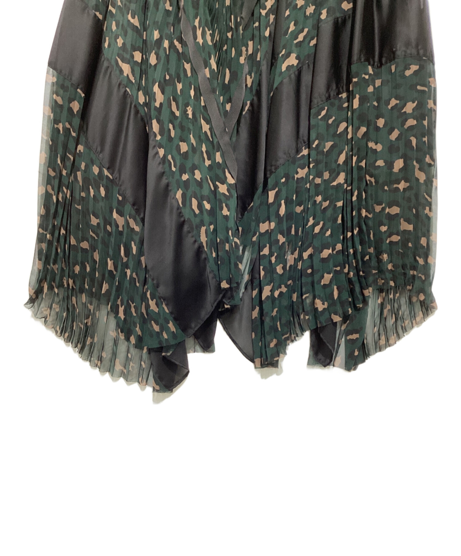 sacai / サカイ | Botanical Print Pleats Tops ボタニカル プリーツ カットソー | 1 | ネイビー/ブラック/グリーン | レディース 中古・古着通販】sacai (サカイ) シフォンロングプリーツスカート