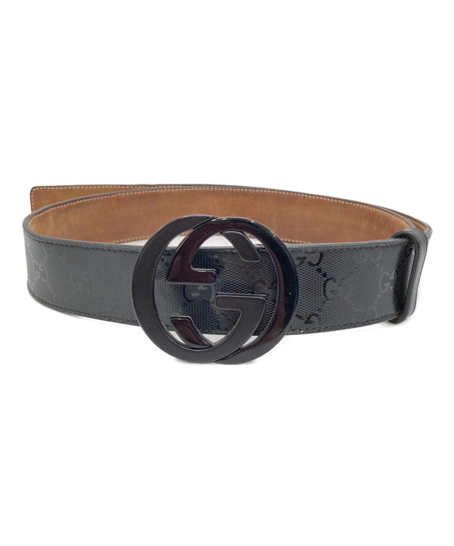 GUCCIインターロッキングベルト ウエストバッグ　ブラック セット 中古・古着通販】GUCCI (グッチ) インターロッキングGベルト ブラック