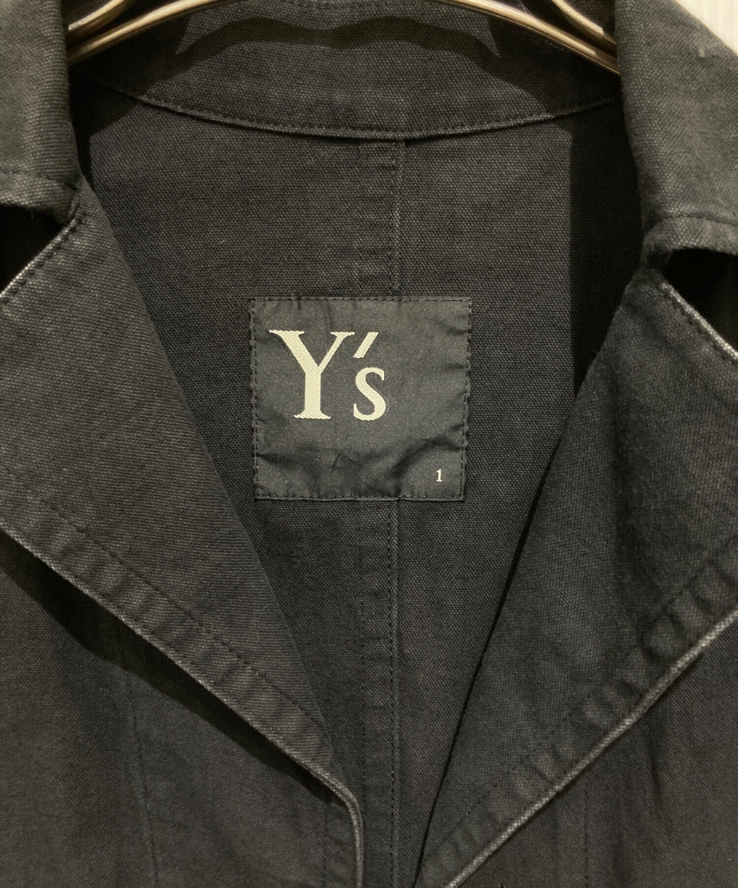 中古・古着通販】Y's (ワイズ) コットンリネンロングコート ブラック