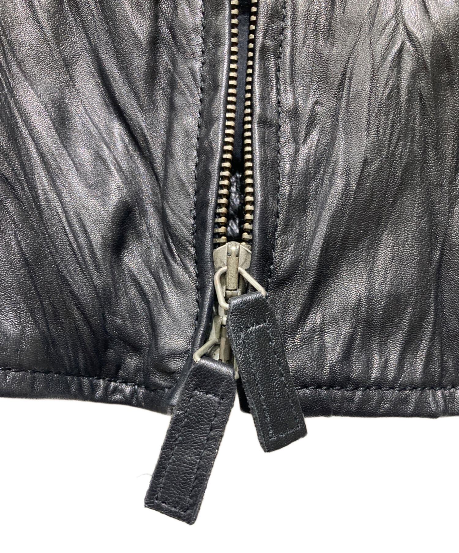 美品 EMPORIO ARMANI ラムレザーブルゾン バックロゴ サイズ50 中古・古着通販】EMPORIO ARMANI (エンポリオ アルマーニ) ラムレザー