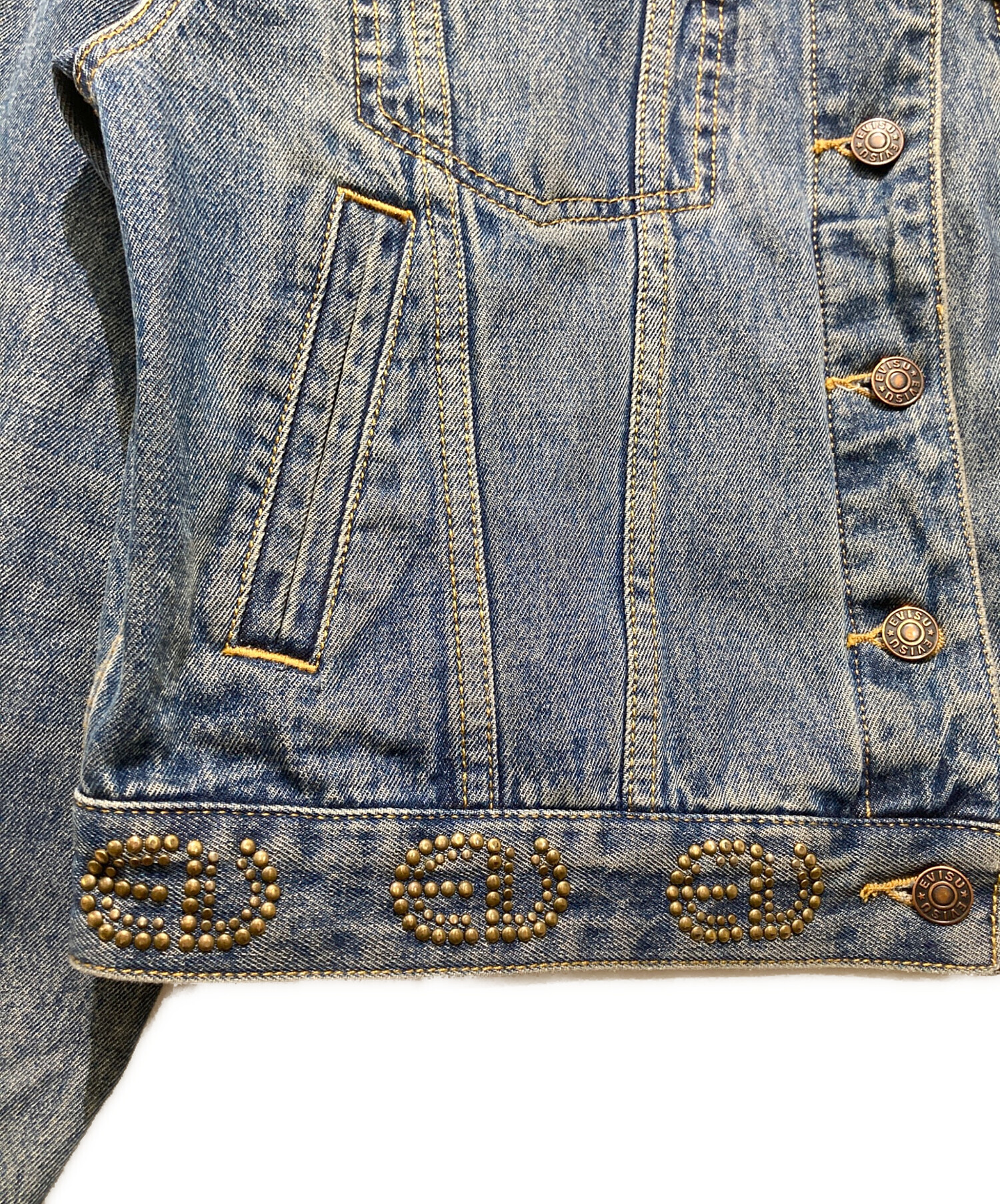 中古・古着通販】EVISU (エヴィス) バラ刺繍スタッズデニムジャケット 