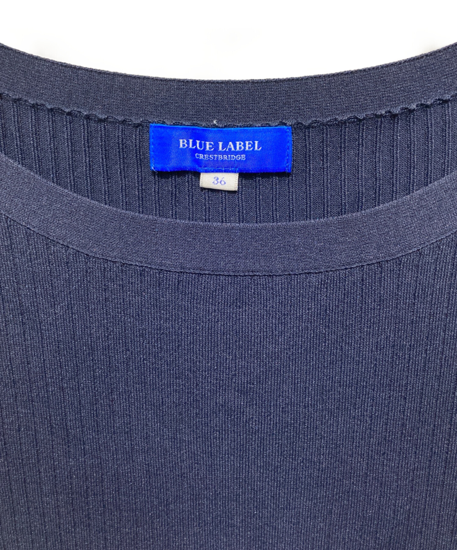 BLUE LABEL CRESTBRIDGEネイビー Vネック ワンピース 長袖 BLUE LABEL CRESTBRIDGE ネイビー ワンピース 36 - メルカリ