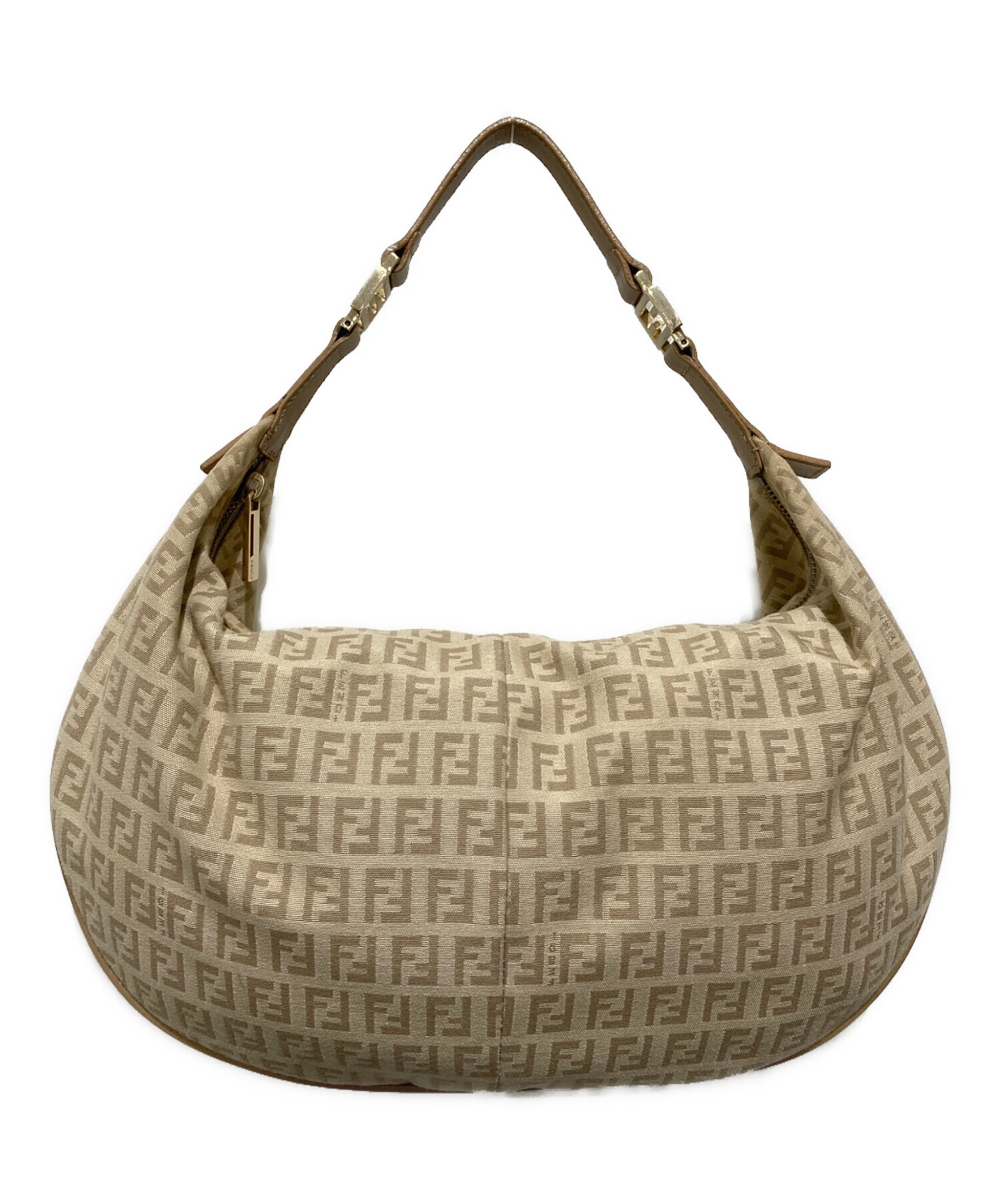本物 フェンディ FENDI ズッキーノ ショルダーバッグ キャンバス ベージュ ブラウン 8BR129 Zucchino バッグ 中古・ 中古・古着通販】FENDI (フェンディ) ズッキーノ キャンバスワン