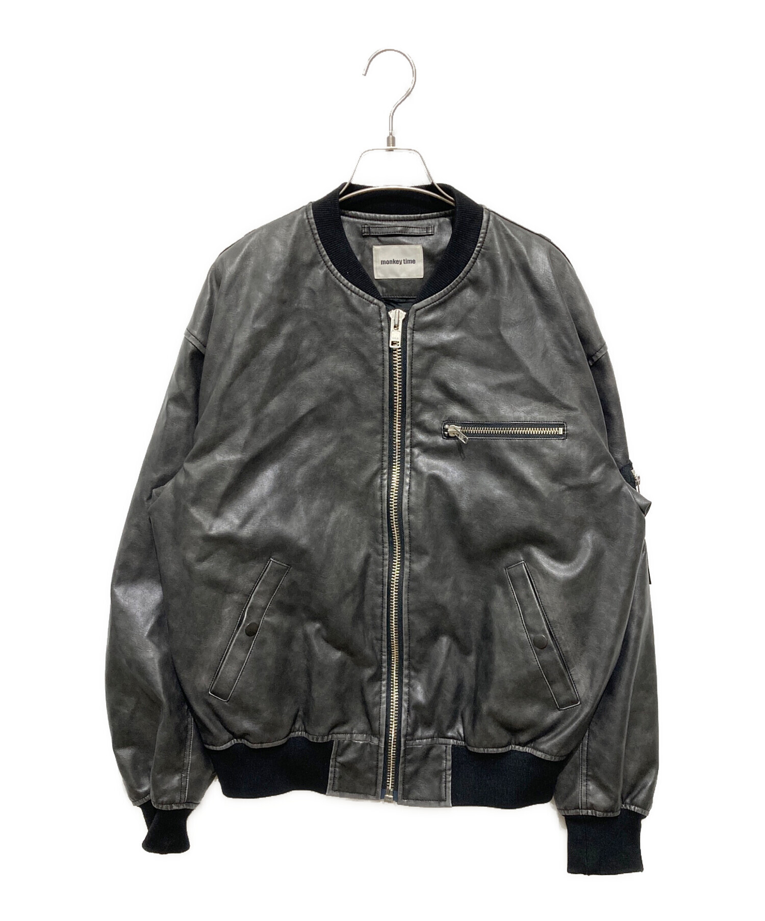 monkey time レザーライク　ボンバージャケット 中古・古着通販】MONKEY TIME (モンキータイム) レザーライクボンバー