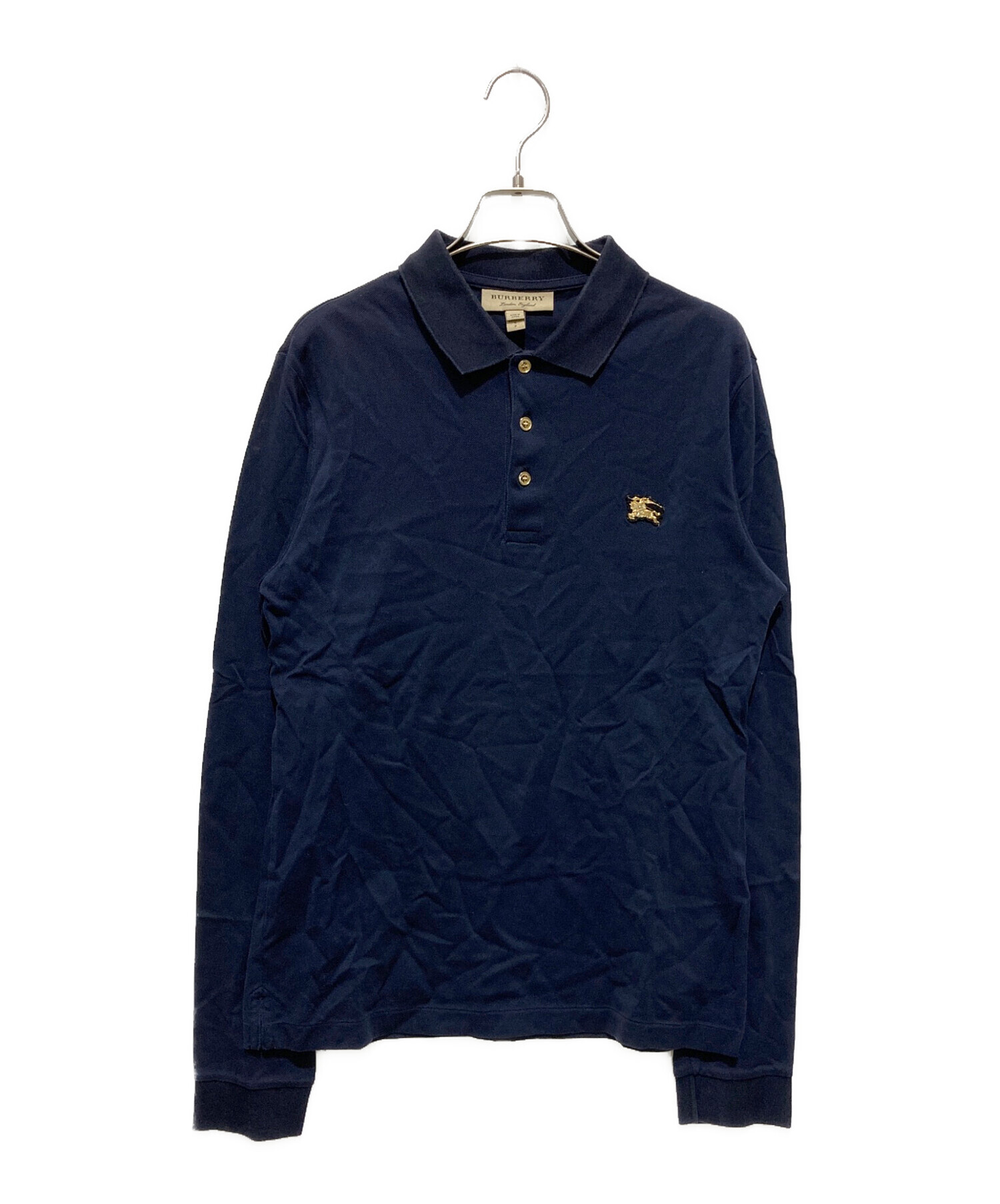 BURBERRY ネイビー 長袖ポロシャツ 新品タグ付き 中古・古着通販】BURBERRY (バーバリー) 金釦ホースワッペン長袖