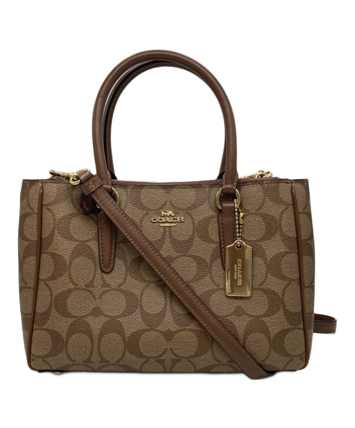COACH 2WAY レザーバッグ　ブラウン 中古・古着通販】COACH (コーチ) 2WAYバッグ ブラウン｜ブランド・古着