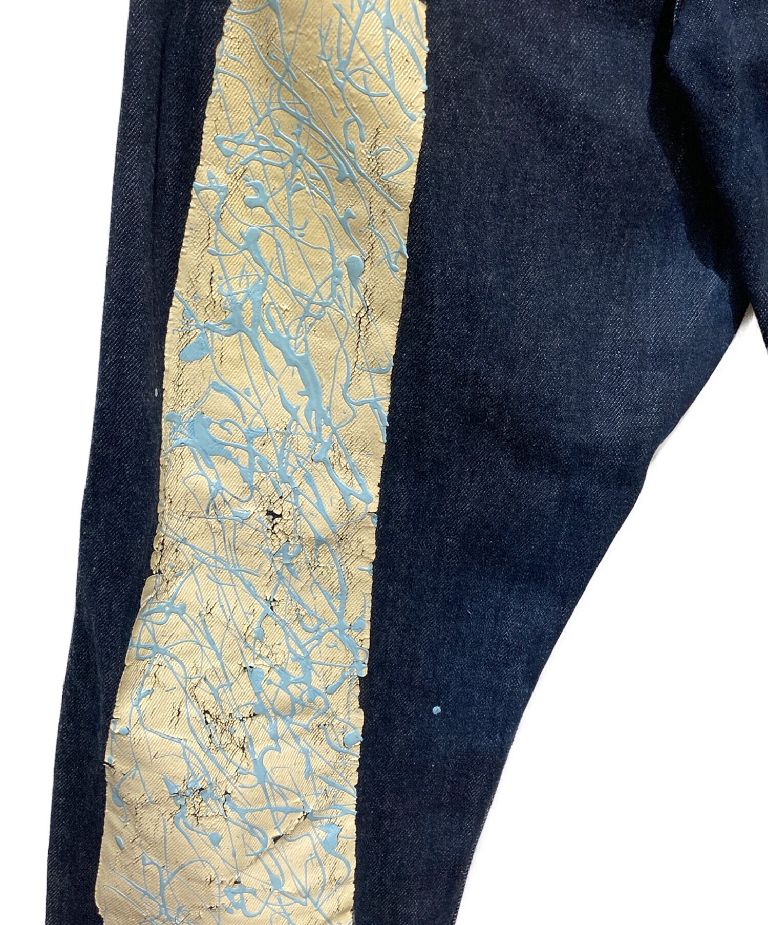 evisu ユニークペイント　デニムパンツ 中古・古着通販】EVISU (エヴィス) ブルーペイントペンキデニムパンツ