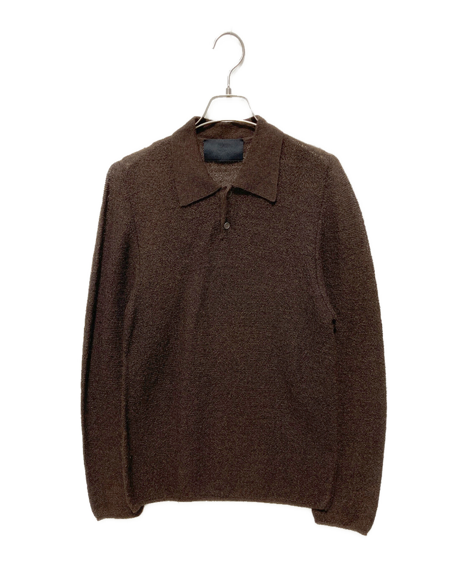 中古・古着通販】PRADA (プラダ) シアーニットポロシャツ ブラウン