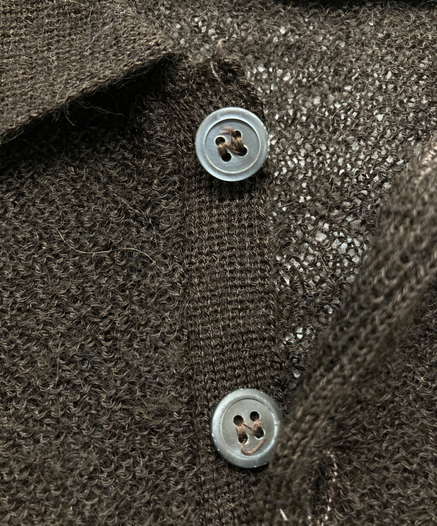 中古・古着通販】PRADA (プラダ) シアーニットポロシャツ ブラウン