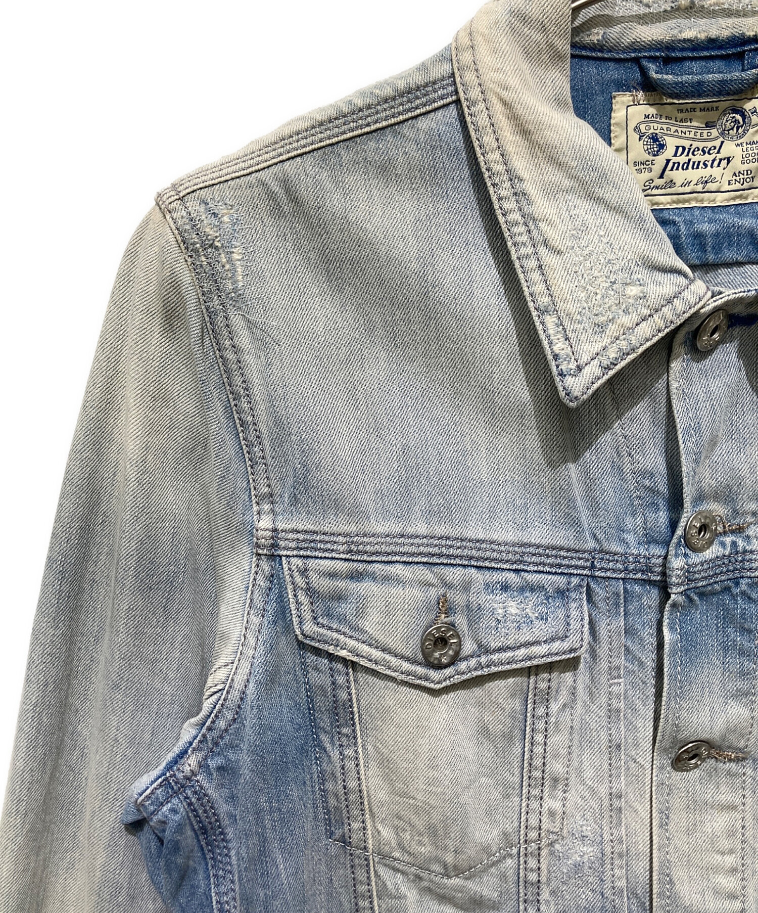 中古・古着通販】DIESEL (ディーゼル) ダメージ加工デニムジャケット
