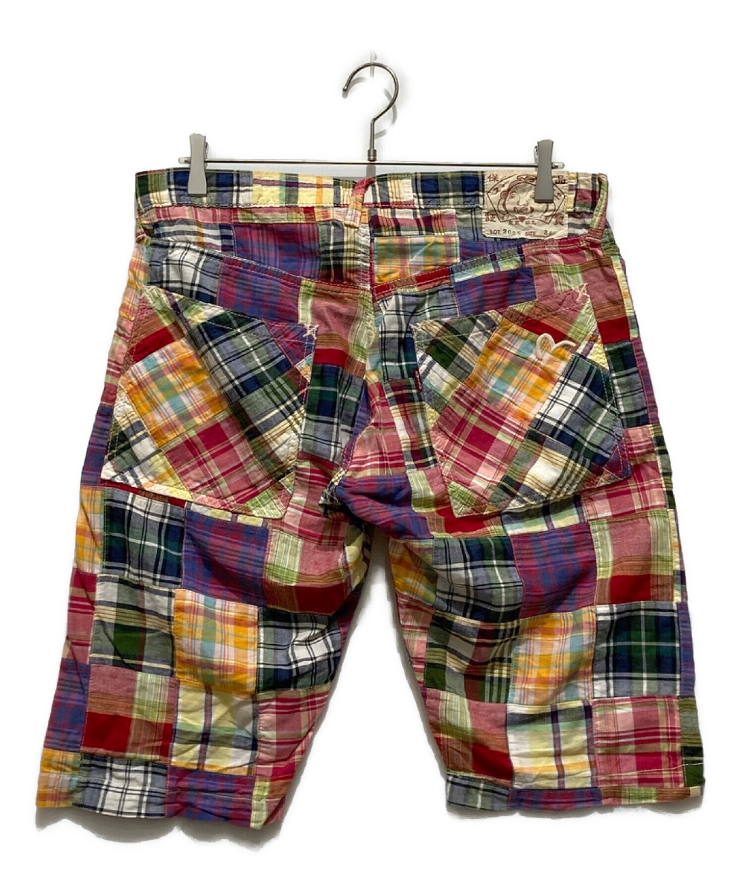中古・古着通販】EVISU (エヴィス) パッチワークチェックハーフパンツ 