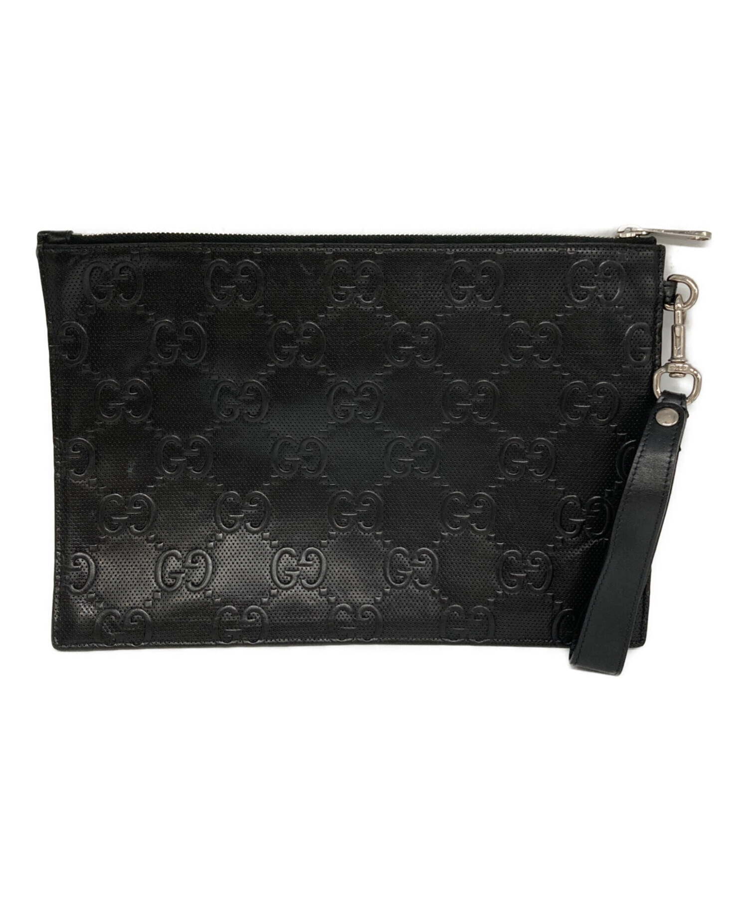 黒のエンボス加工クラッチバッグ 中古・古着通販】GUCCI (グッチ) GGエンボスクラッチバッグ ブラック