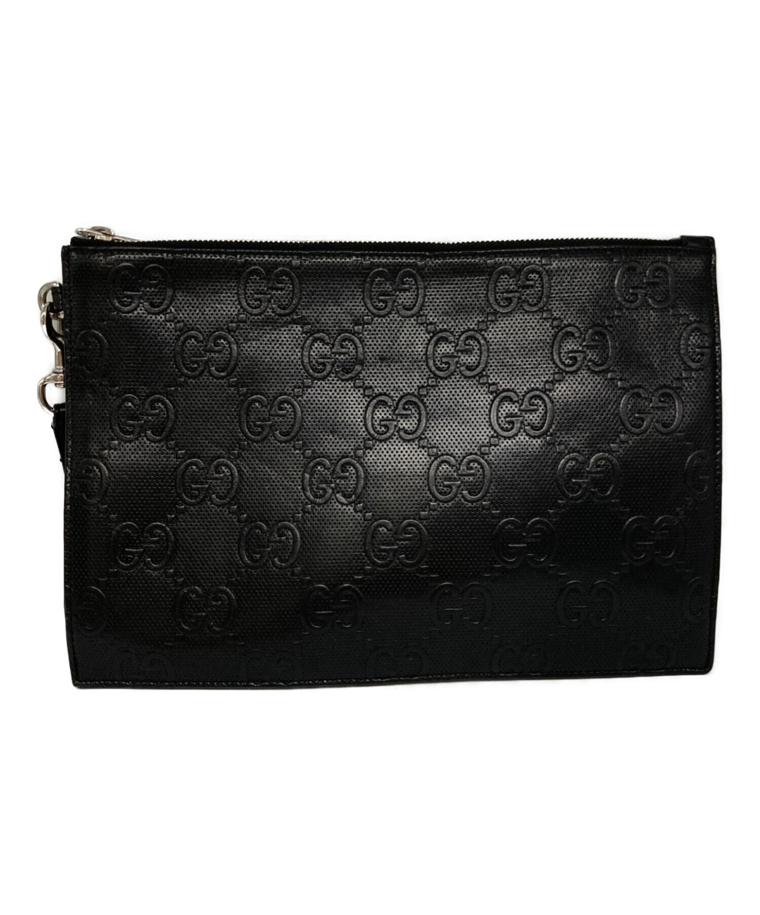 GUCCI モノグラム クラッチバッグ 中古・古着通販】GUCCI (グッチ) GGエンボスクラッチバッグ ブラック
