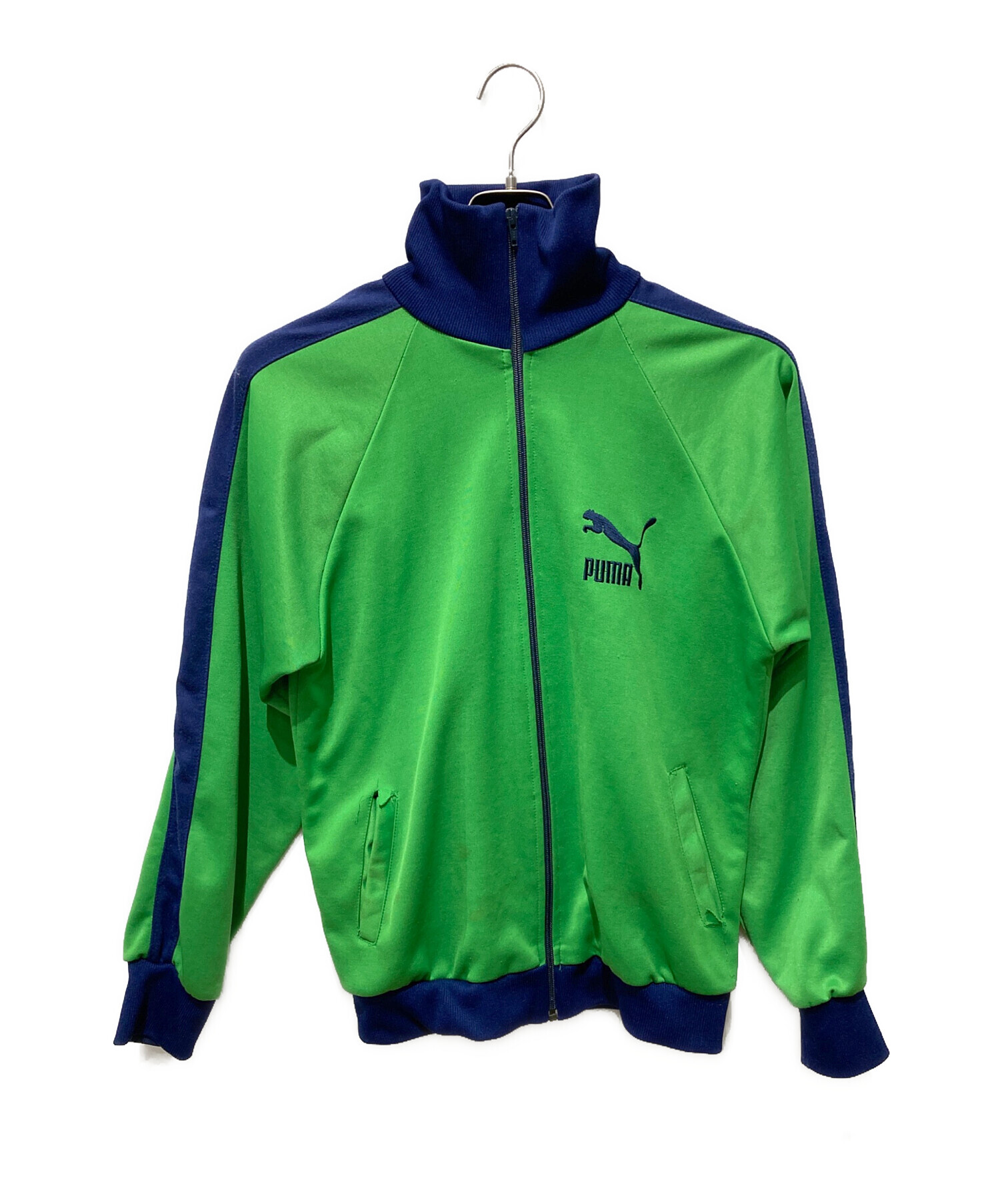 ✅VINTAGE PUMA プーマ 80s 蛍光グリーン ナイロン ピステパンツ 中古・古着通販】PUMA (プーマ) 70s-80sロゴ刺繍ラグラントラック