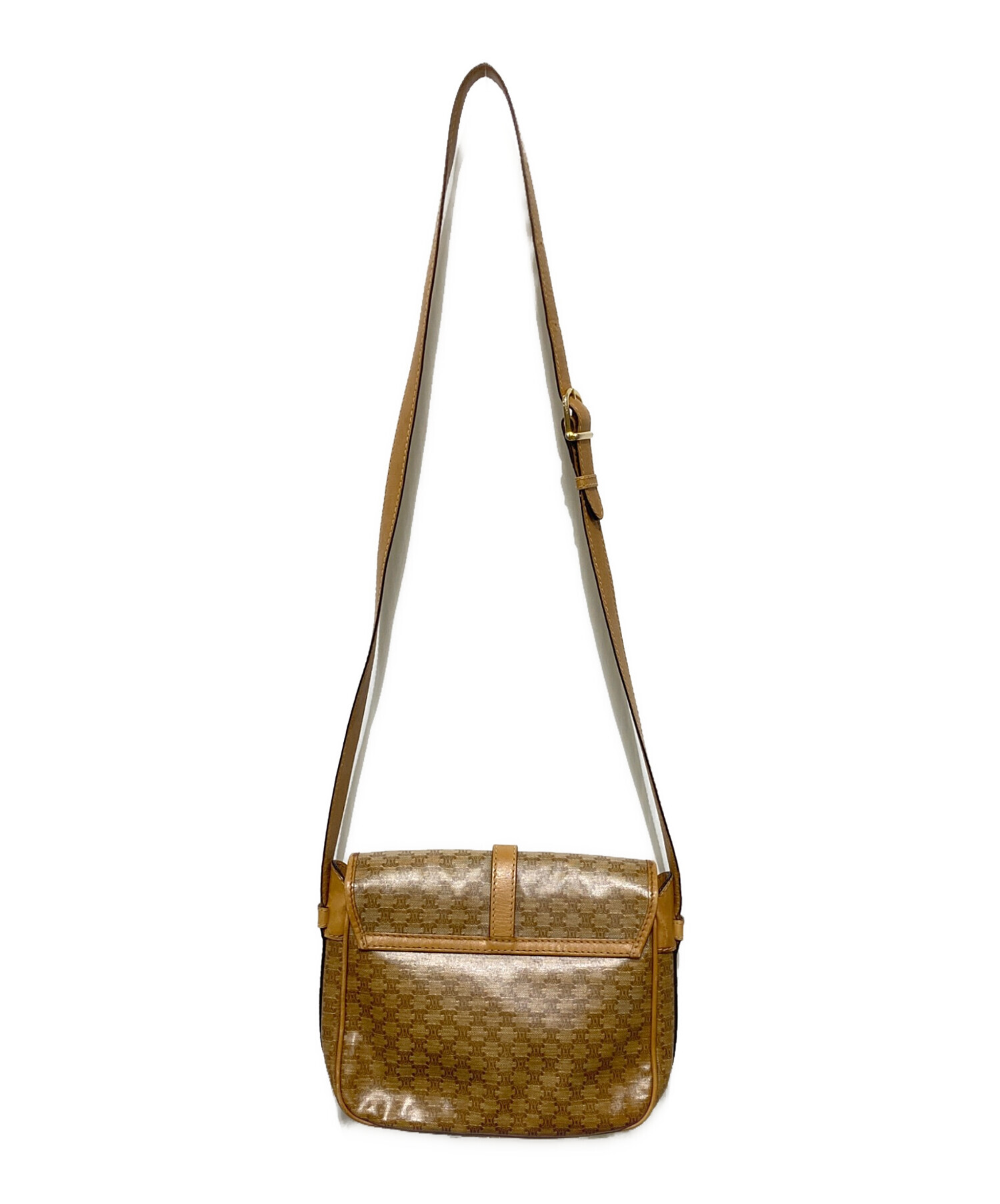 【美品】CELINE セリーヌ マカダム柄 ヴィンテージ セリーヌ ベージュ 中古・古着通販】CELINE (セリーヌ) マカダム柄ショルダーバッグ
