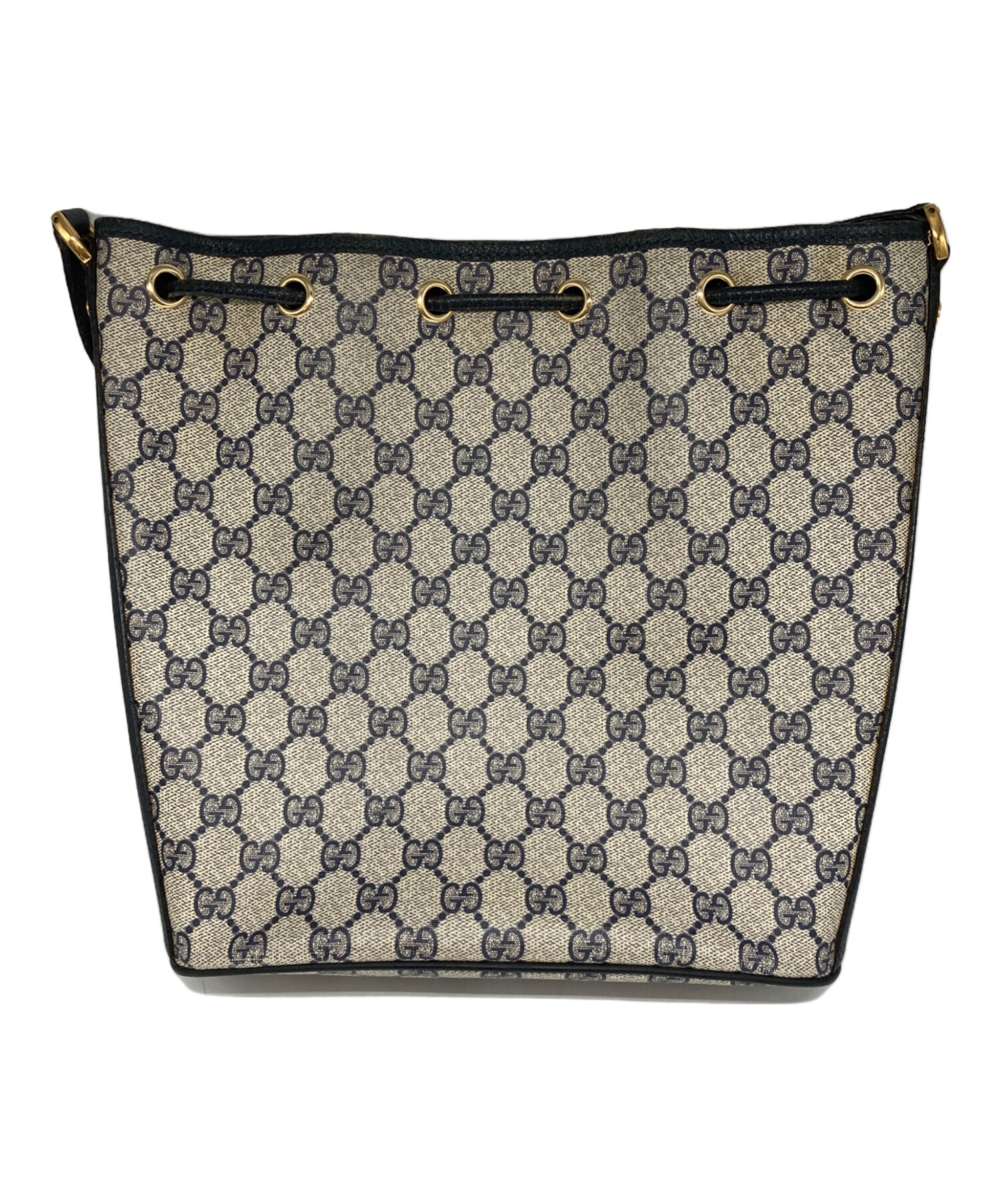 値下げ！GUCCI 巾着ショルダーバック 中古・古着通販】GUCCI (グッチ) 巾着ショルダーバッグ ネイビー