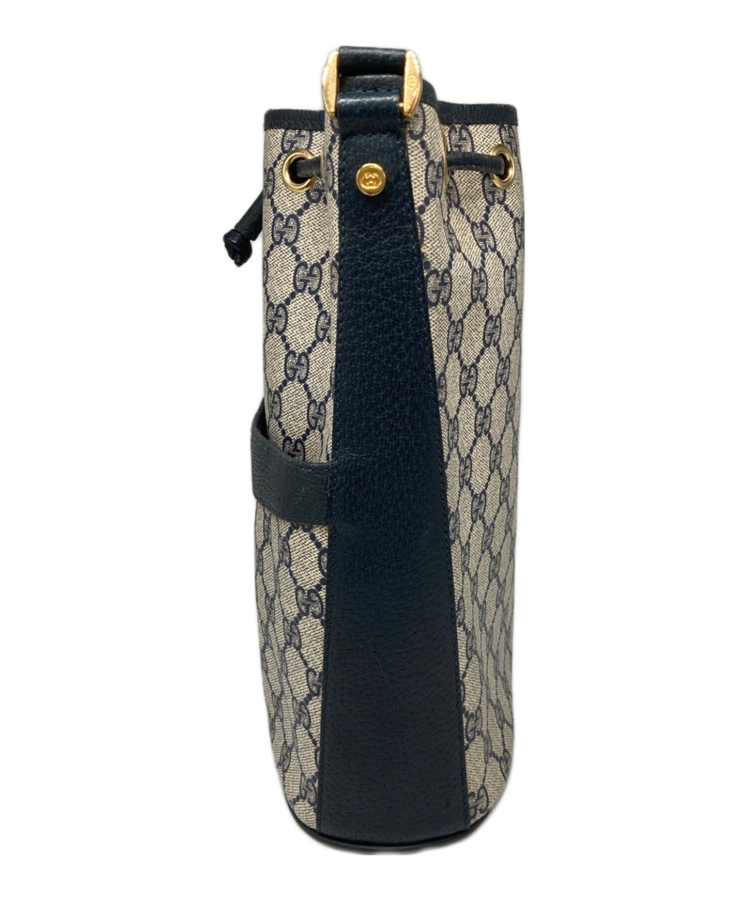 中古・古着通販】GUCCI (グッチ) 巾着ショルダーバッグ ネイビー