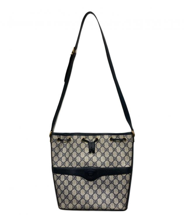 中古・古着通販】GUCCI (グッチ) 巾着ショルダーバッグ ネイビー