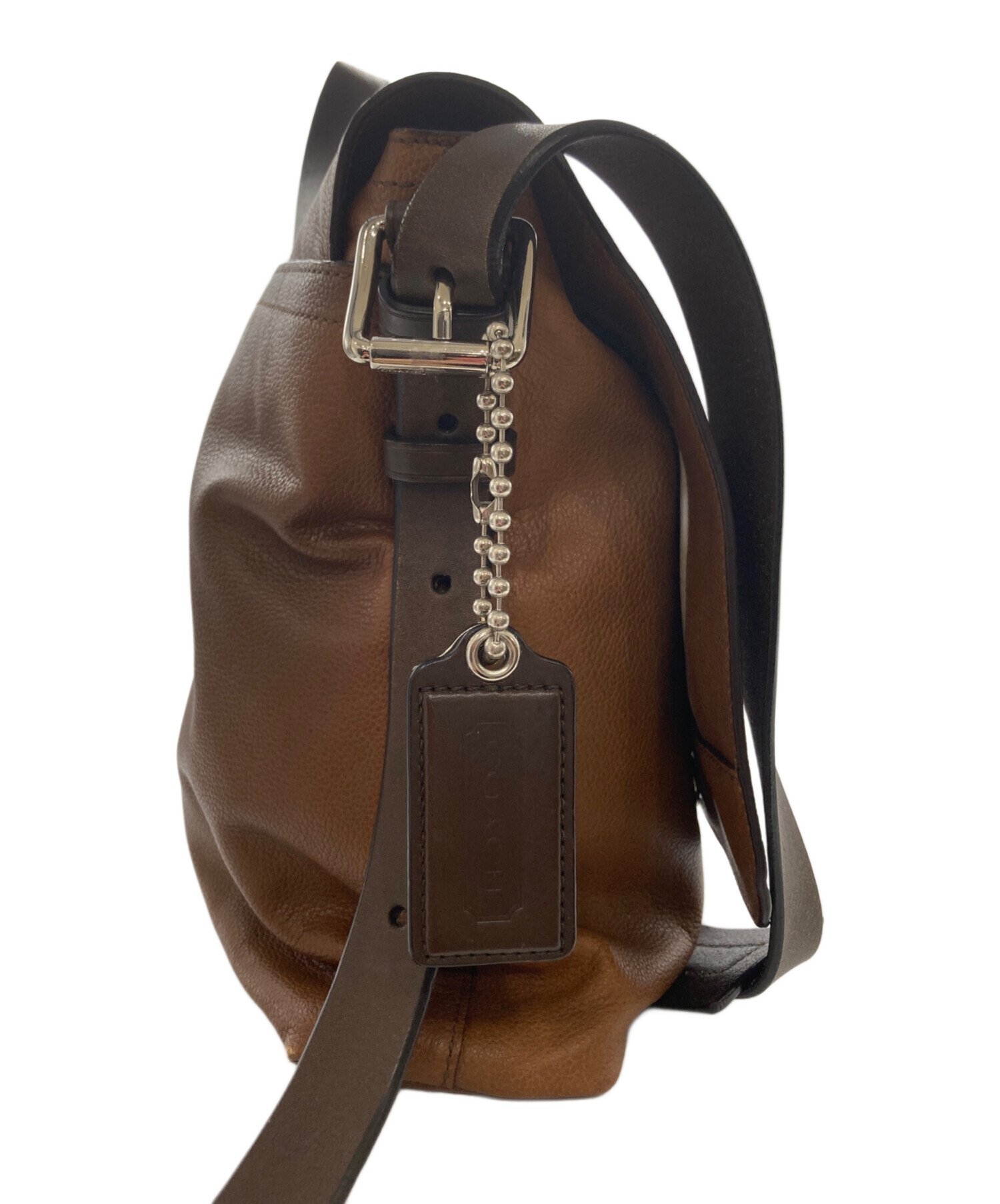 中古・古着通販】COACH (コーチ) レザーフラップショルダーバッグ