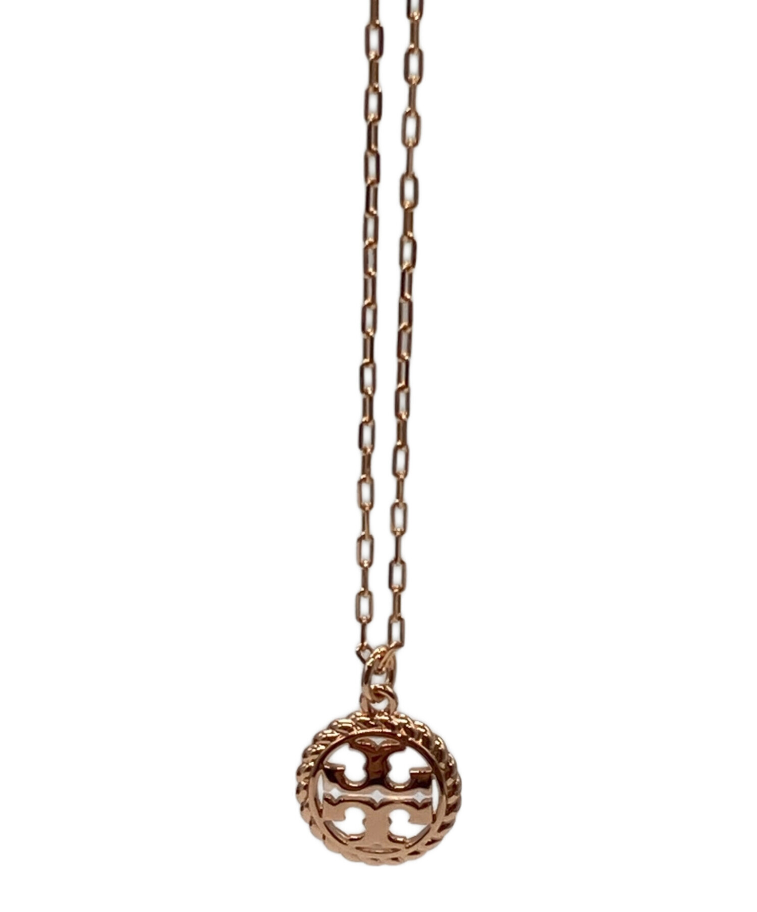 TORY BURCH ピンクゴールド　ロゴモチーフネックレス 中古・古着通販】TORY BURCH (トリーバーチ) ロゴモチーフネックレス