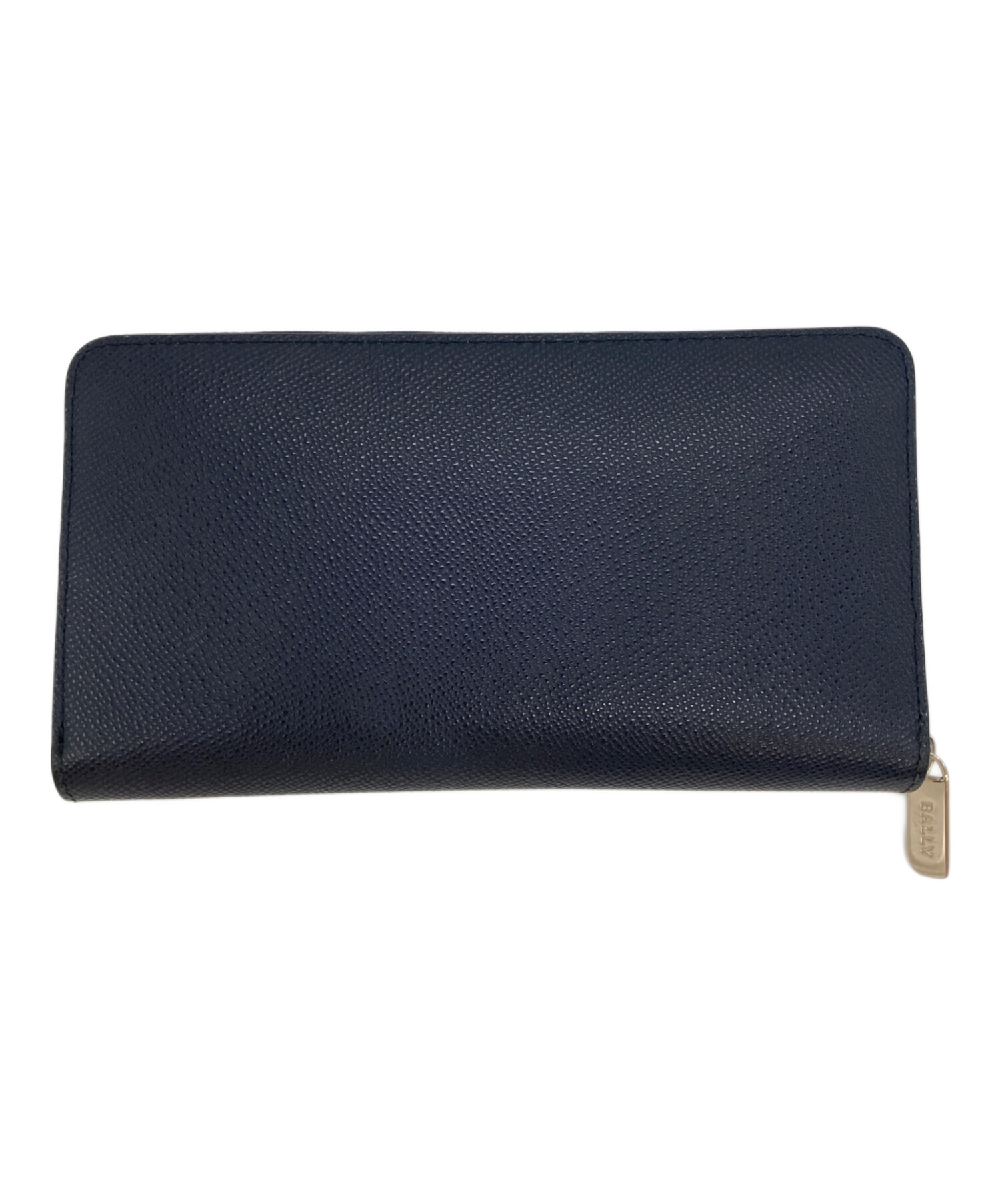 【極美品】バリー　コンパクト財布　ラウンドジップ　紺　ロゴ金具　本革 中古・古着通販】BALLY (バリー) ラウンドジップ長財布 ネイビー