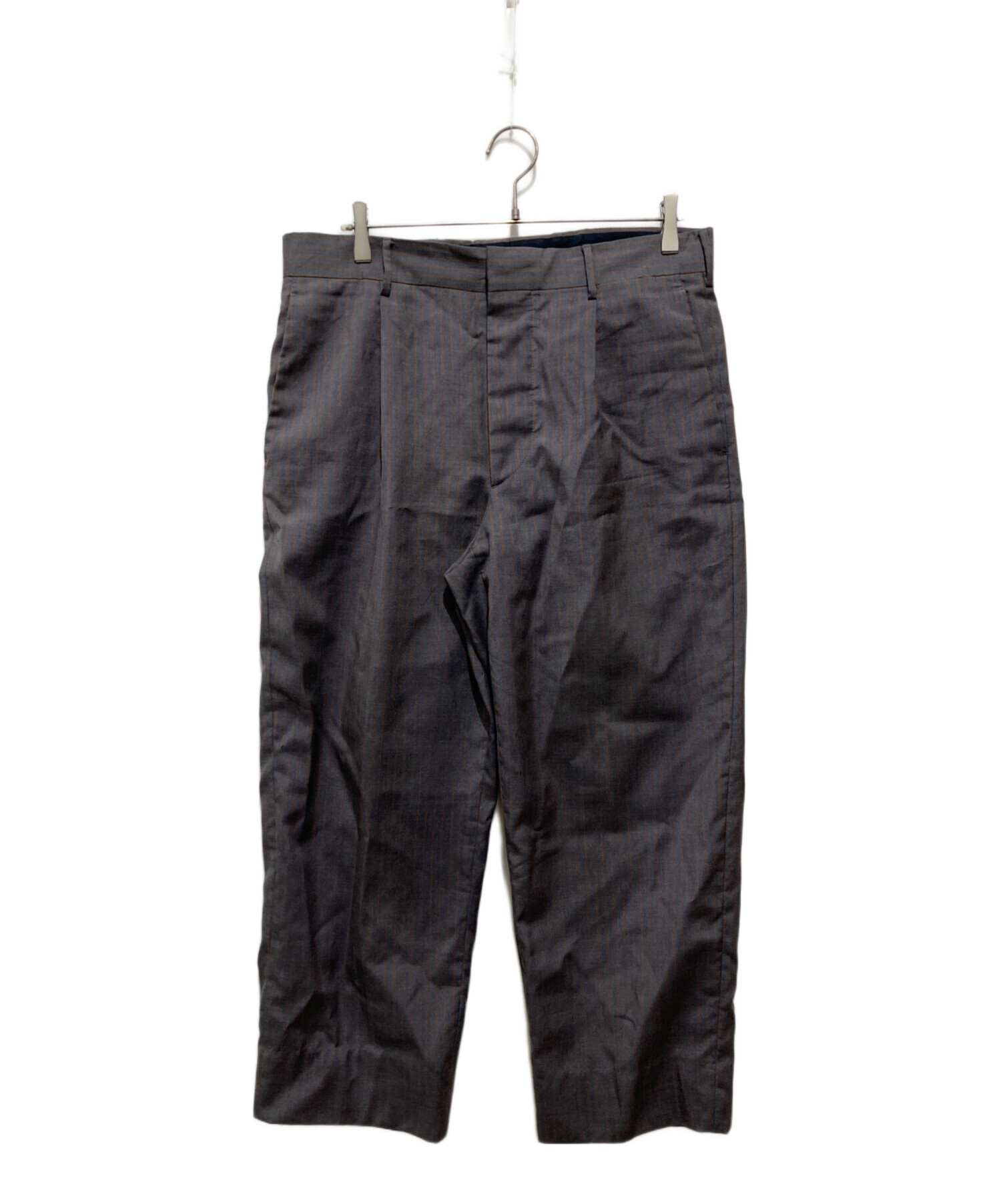 中古・古着通販】PRADA (プラダ) ストライプワイドスラックス グレー