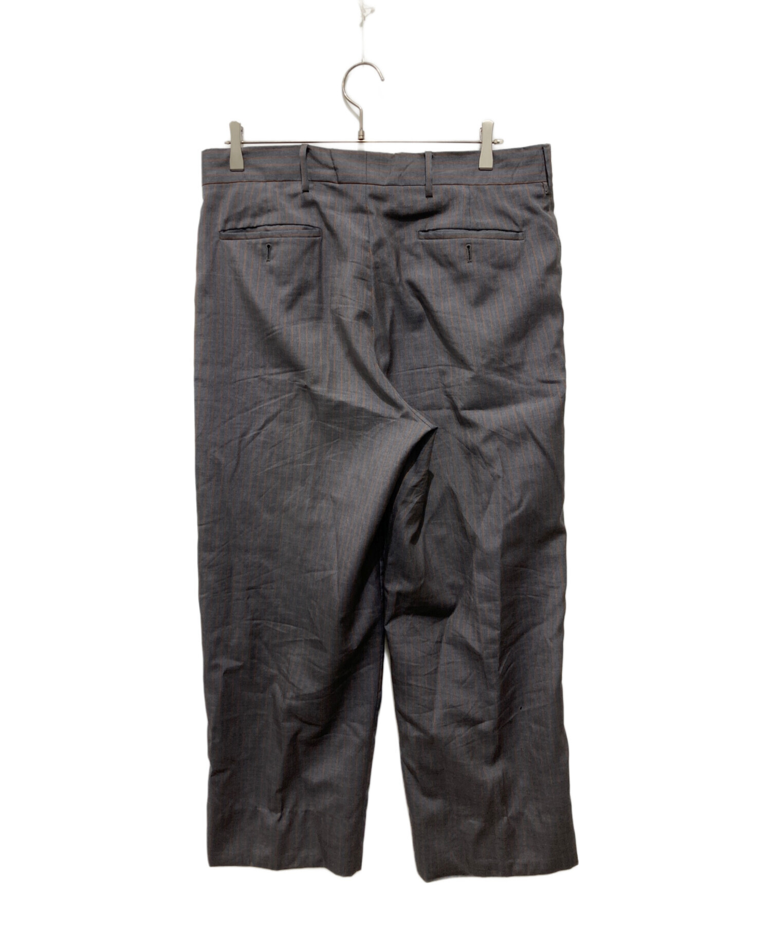 中古・古着通販】PRADA (プラダ) ストライプワイドスラックス グレー