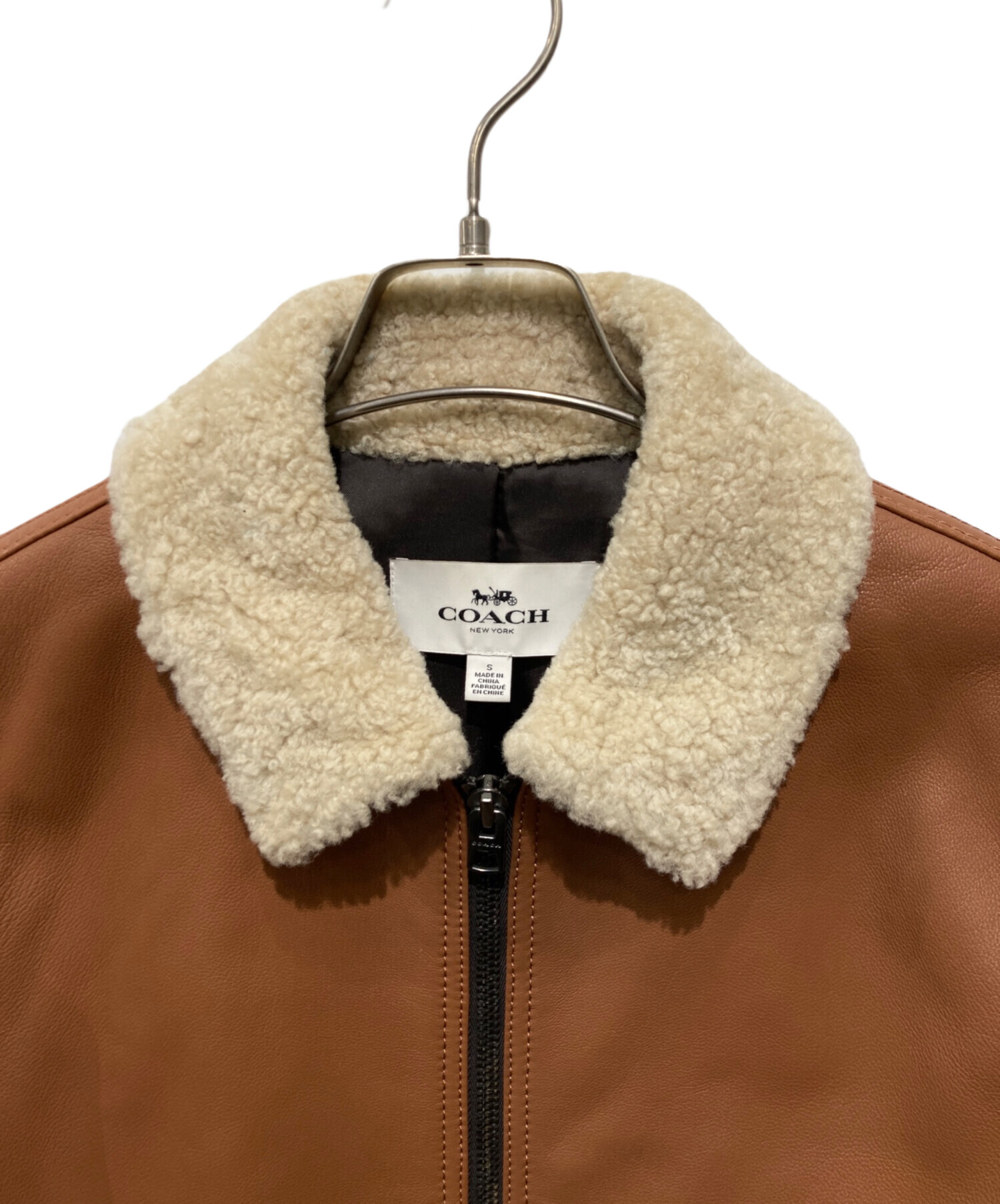 中古・古着通販】COACH (コーチ) レザーフライトジャケット ブラウン