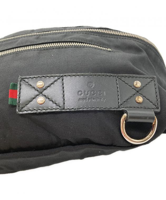 4120△ GUCCI ブラック レザー ボディバッグ シェリーライン 中古・古着通販】GUCCI (グッチ) シェリーラインボディーバッグ