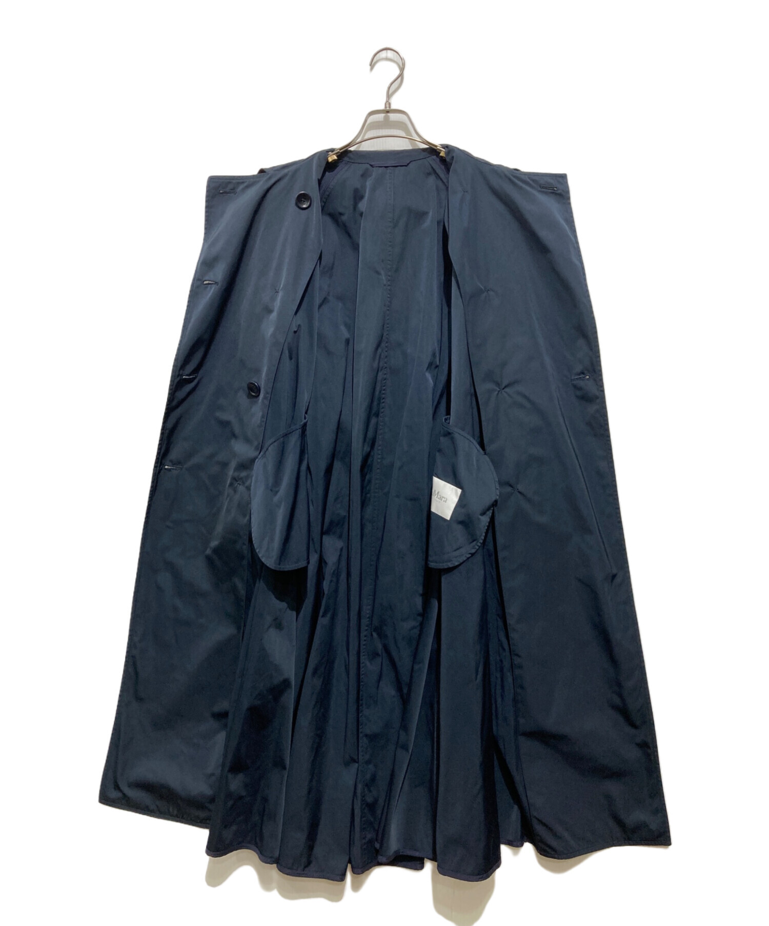 未使用級♡MaxMara クチートアマーノ ネイビー ダブルブレスト コート S 中古・古着通販】MaxMara (マックスマーラ) ダブルブレスト・トレンチ