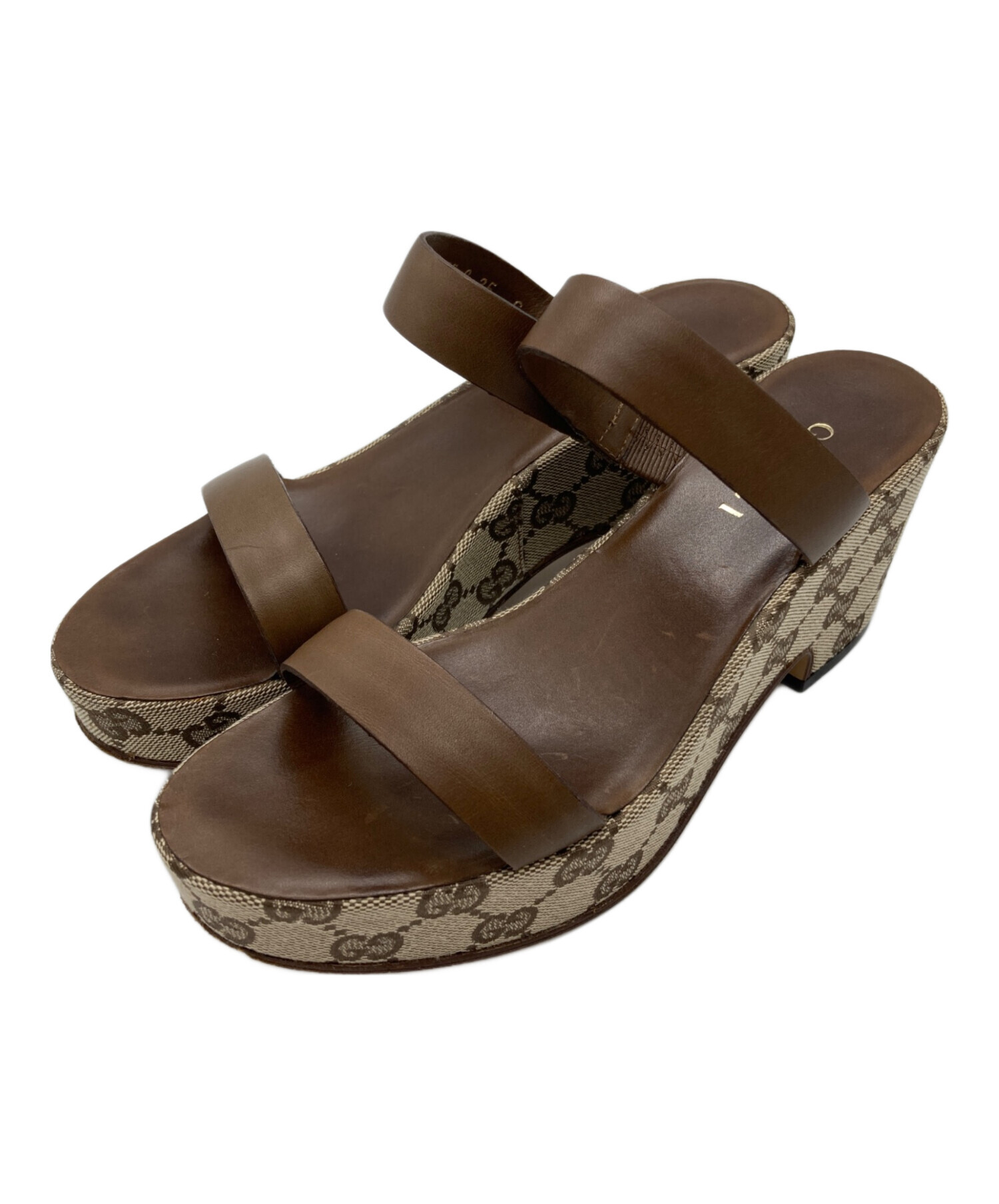 中古・古着通販】GUCCI (グッチ) GGキャンバスサンダル ブラウン 中古・古着通販】GUCCI (グッチ) GGキャンバスサンダル ブラウン