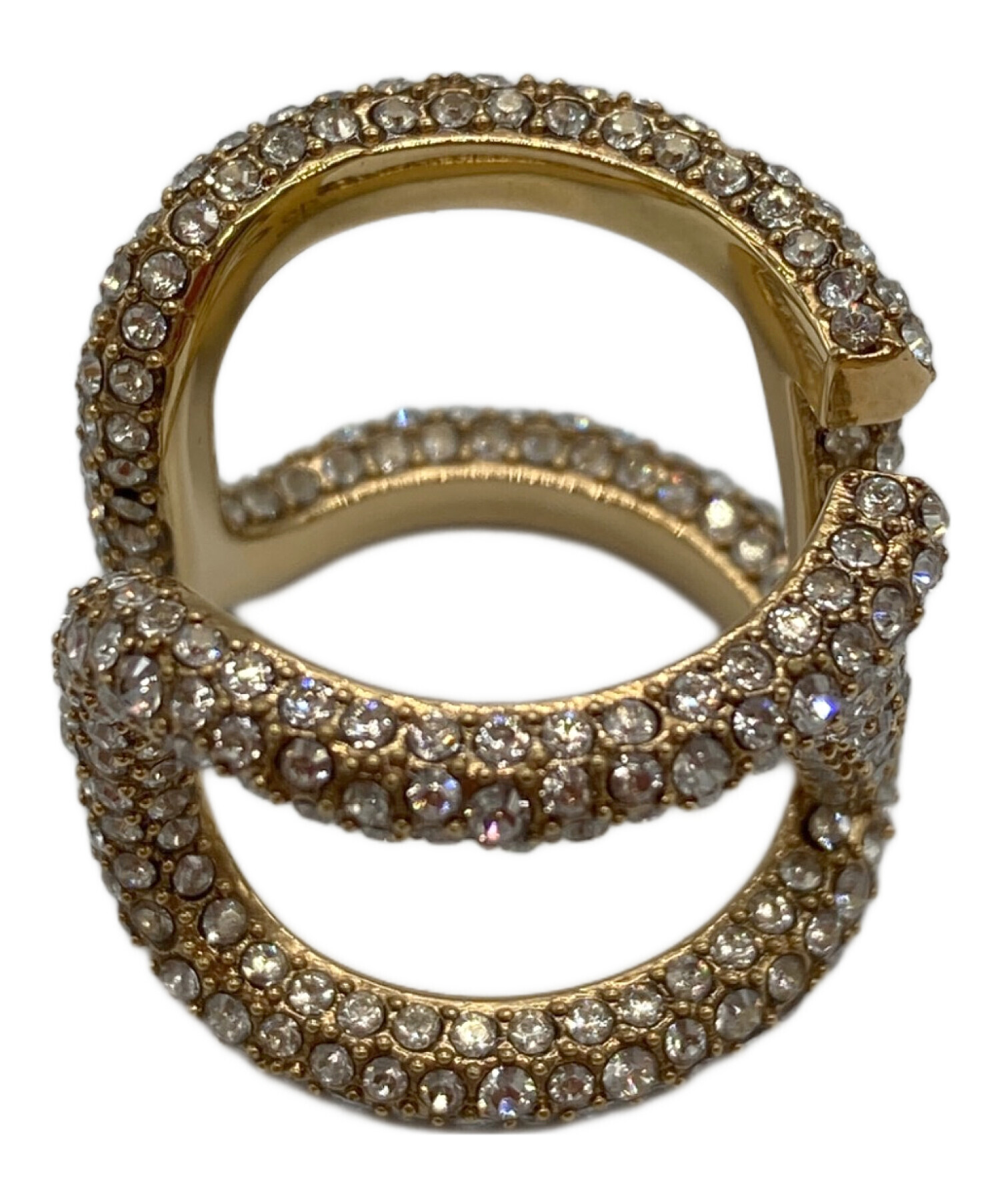 Valentinoロックスタッズ リング15号ゴールドスワロフスキー 箱・袋付き Vロゴ シグネチャー メタル X スワロフスキー®クリスタル リング