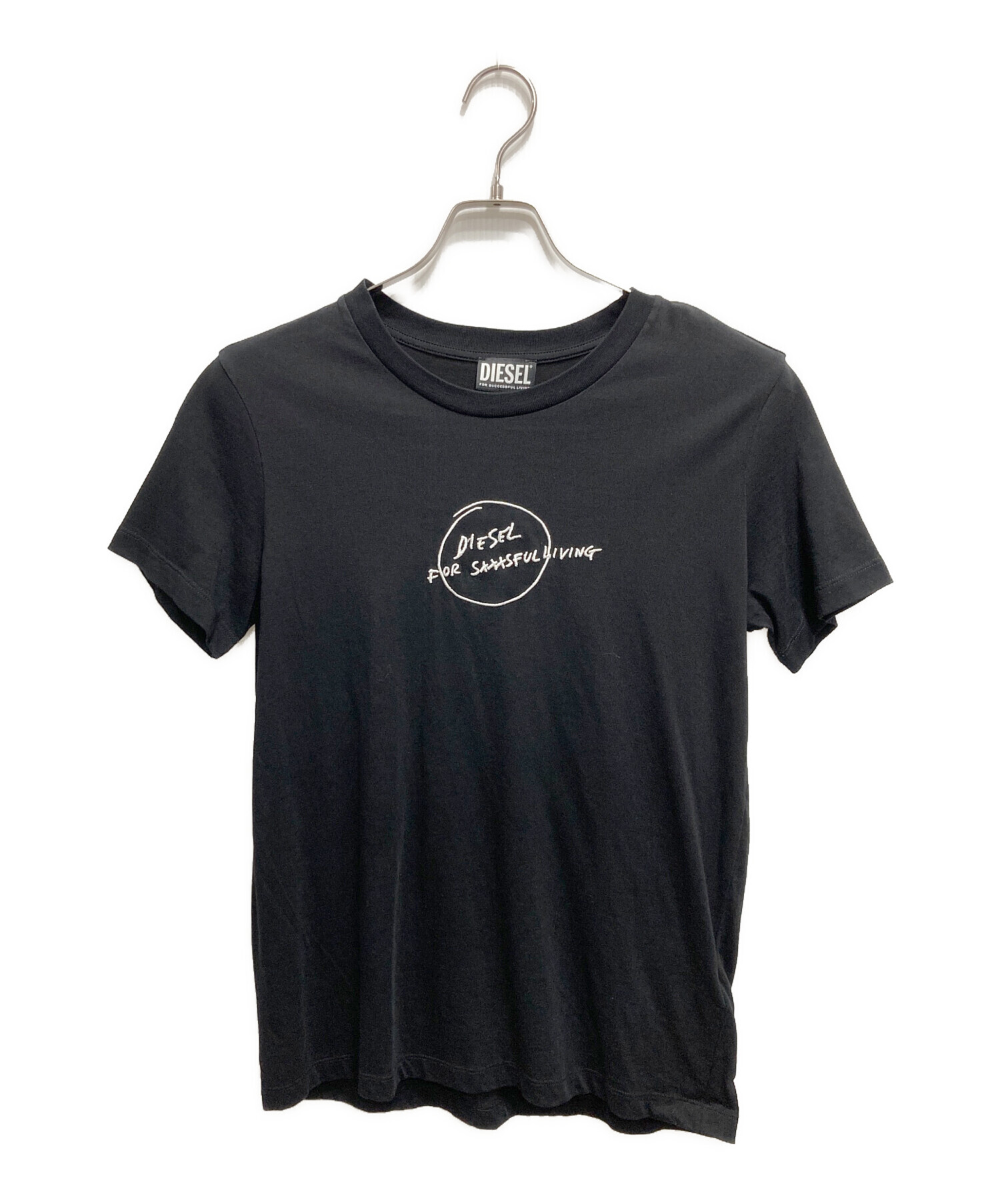 中古・古着通販】DIESEL (ディーゼル) 刺繍ロゴTシャツ ブラック 中古・古着通販】DIESEL (ディーゼル) 刺繍ロゴTシャツ ブラック