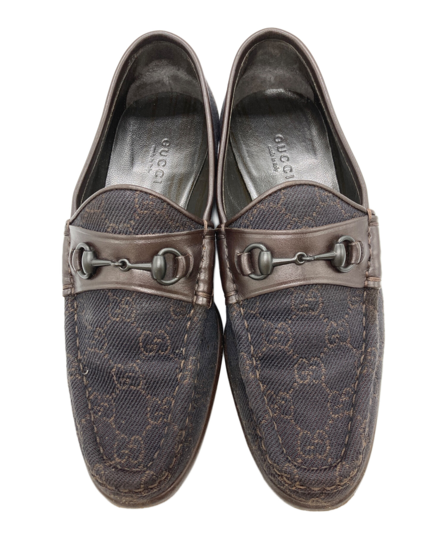 中古・古着通販】GUCCI (グッチ) GGキャンバスホースビットローファー 