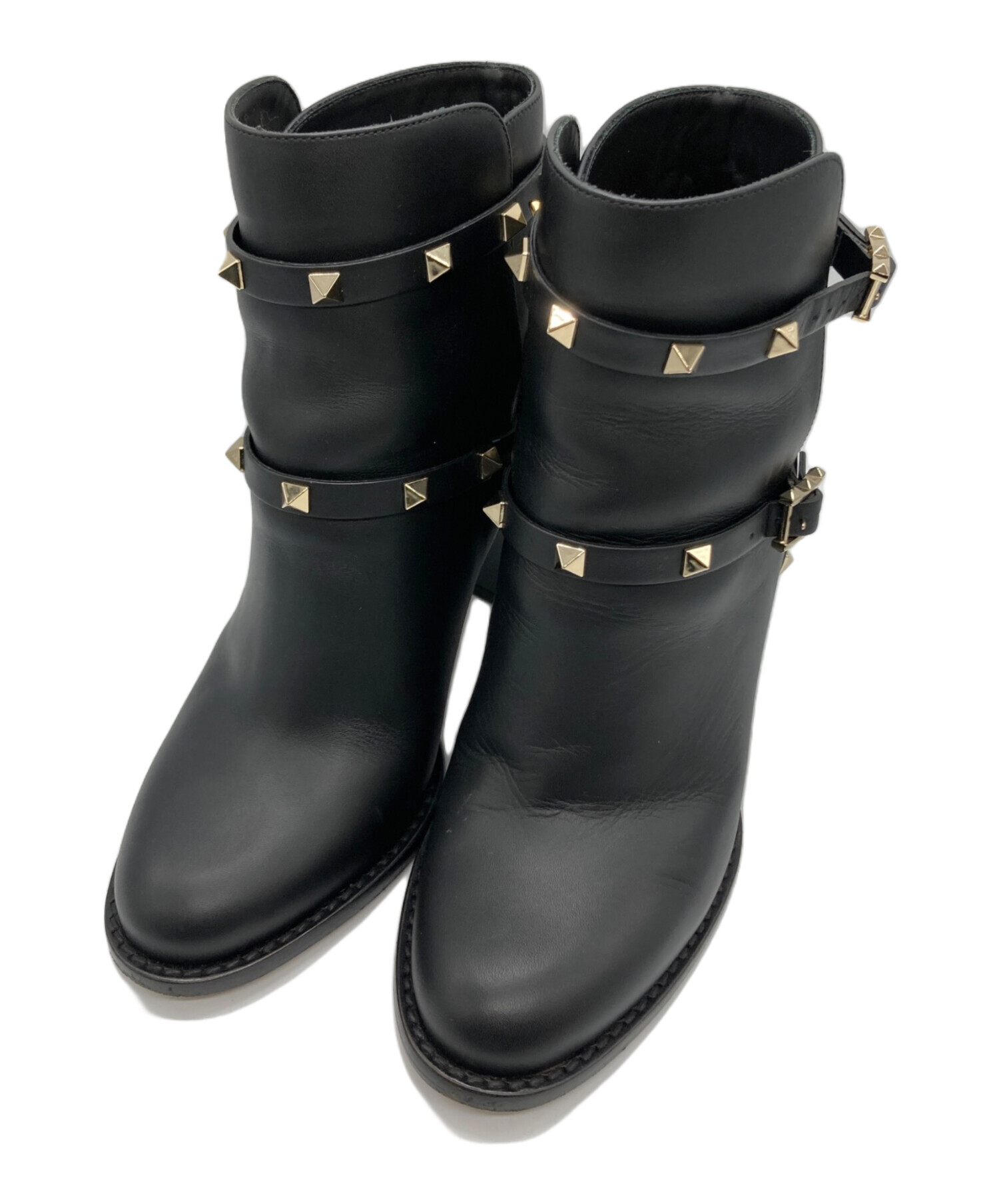 【美品】Valentino Garavani ロッグスタッズ アンクルブーツ美品 valentino garavani - ヴァレンチノ☆ロックスタッズアンクル