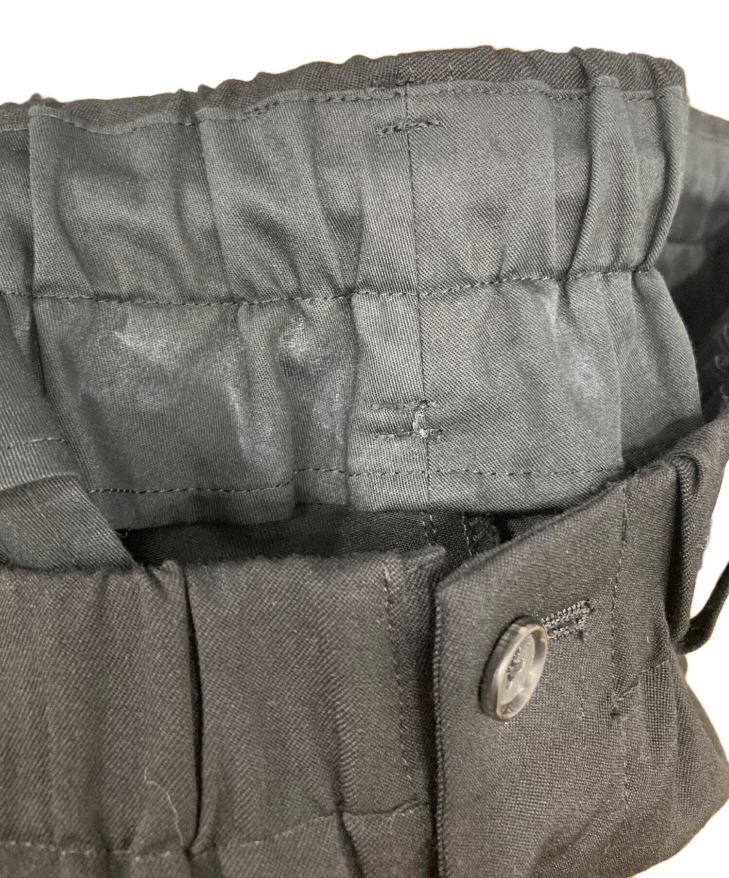 ヨウジヤマモト　プールオム シワギャバ ダブルステッチ ゴムパンツ　サイズ2 ヨウジヤマモト プールオム シワギャバ ダブルステッチ ゴムパンツ