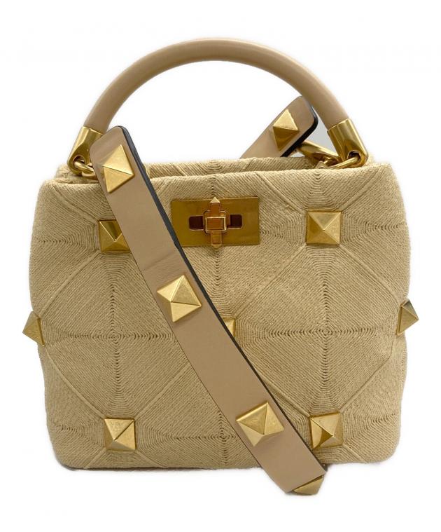 Valentino スタッズ付きハンドバッグ ベージュ ヴァレンティノ