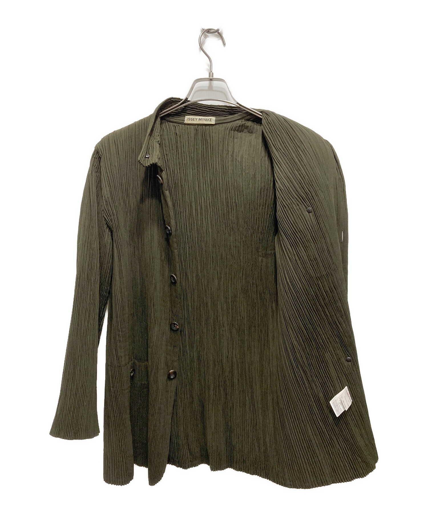 ISSEY MIYAKE ブラウン プリーツロングジャケット　サイズM ISSEY MIYAKE ブラウン プリーツロングジャケット サイズM ISSEY