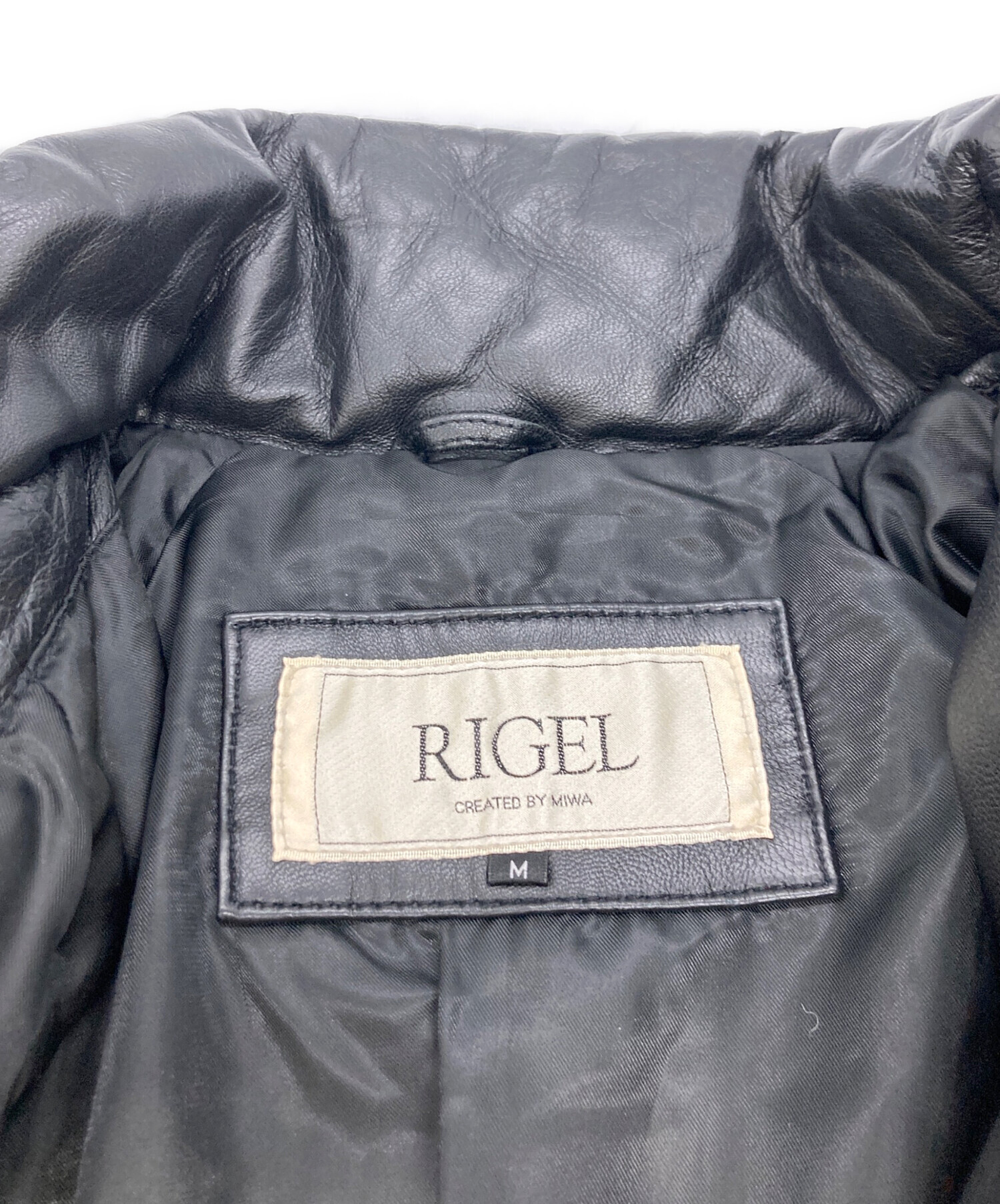 その他ブランド / RIGEL/ダウンジャケット/M/羊革/BLK/無地// 中古・古着通販】RIGEL (リゲル) ラムレザーダウンジャケット ブラック