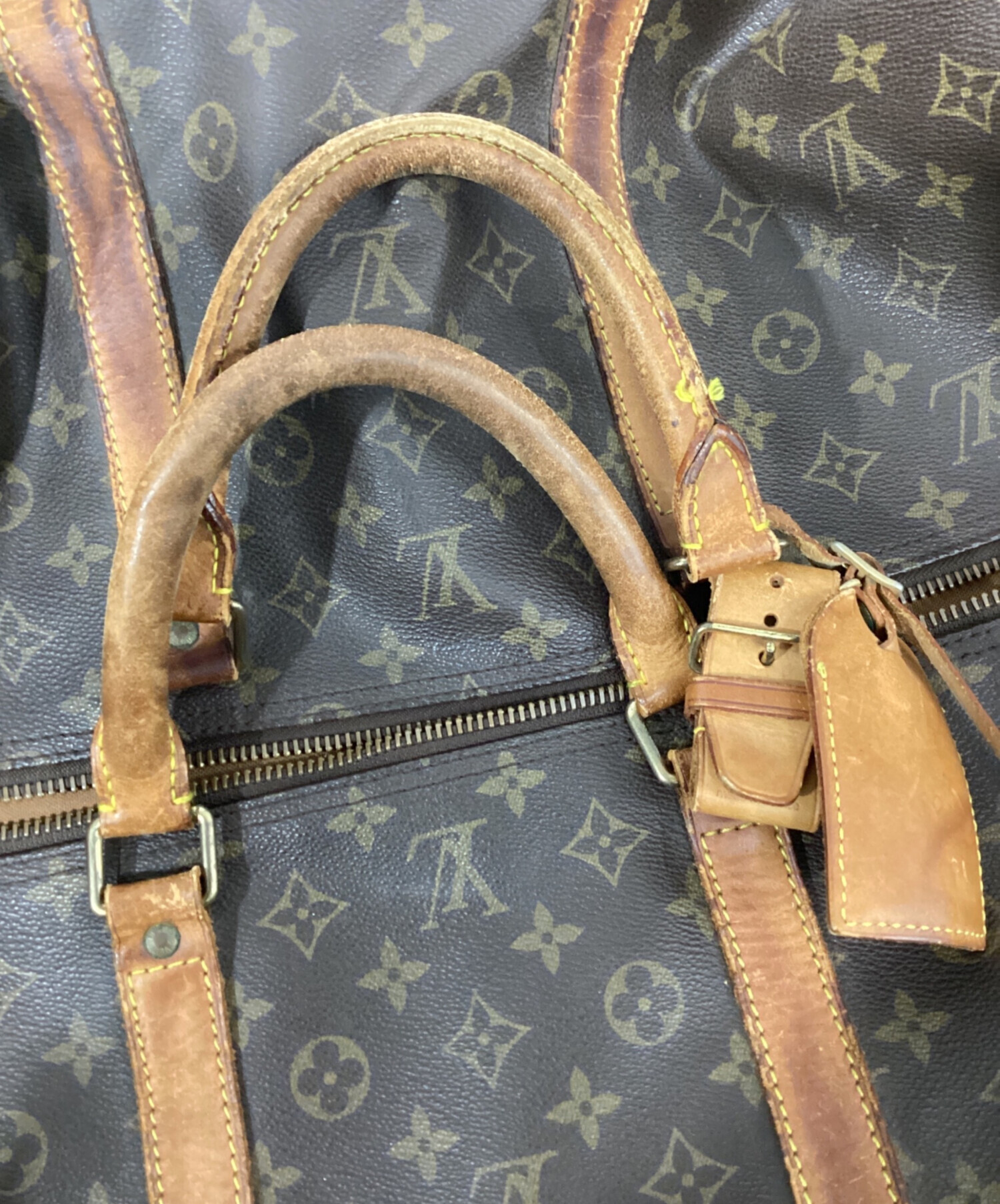 ルイヴィトンモノグラム キーポル60 レザー ボストンバッグ ブラウン