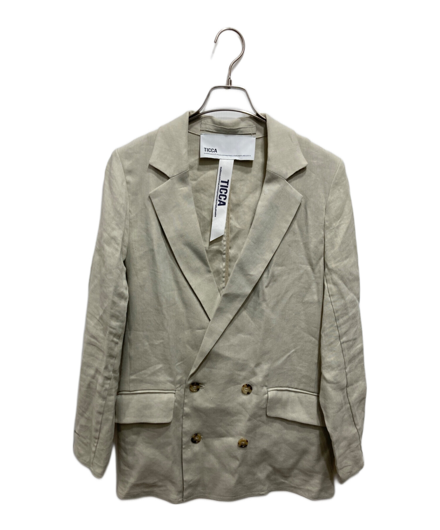TICCA(ティッカ) リネンパナマダブルジャケット レディース JPN：1 【中古】【ブランド古着バズストア】 中古・古着通販】ticca (ティッカ) リネンパナマダブルジャケット